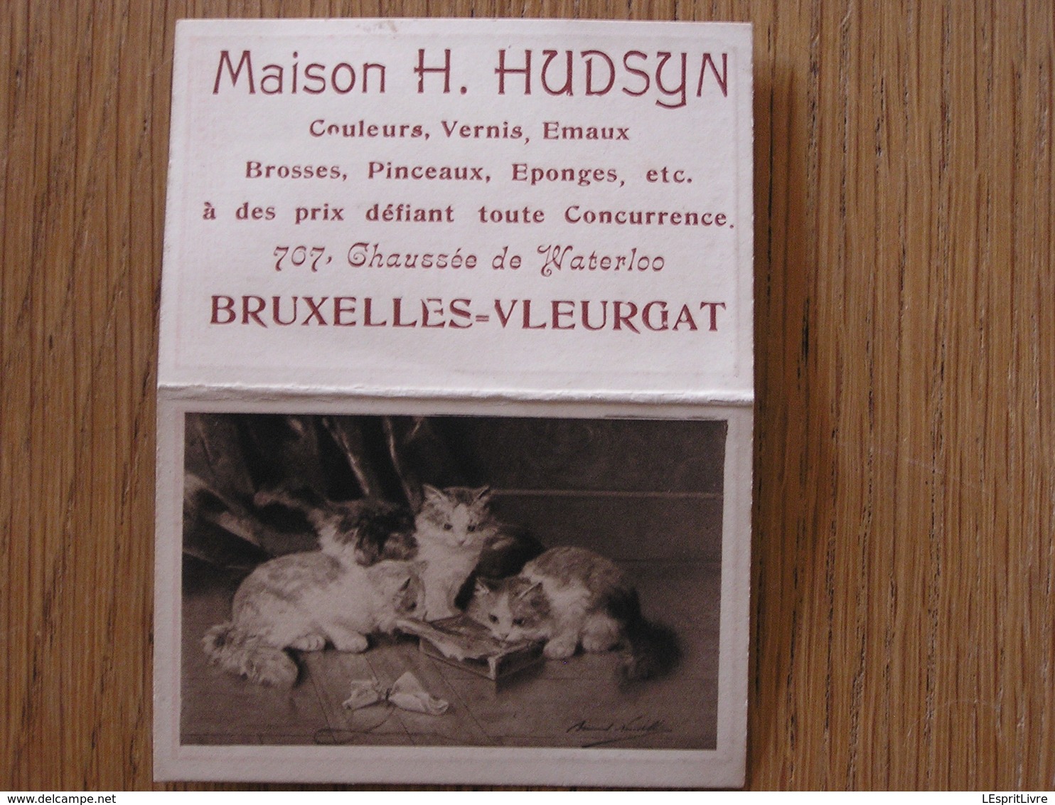 Calendrier De Poche Publicitaire 1914 MAISON HUDSYN Couleurs Vernis Pinceaux Chaussée De Waterloo à Bruxelles Vleurgat - Petit Format : 1901-20