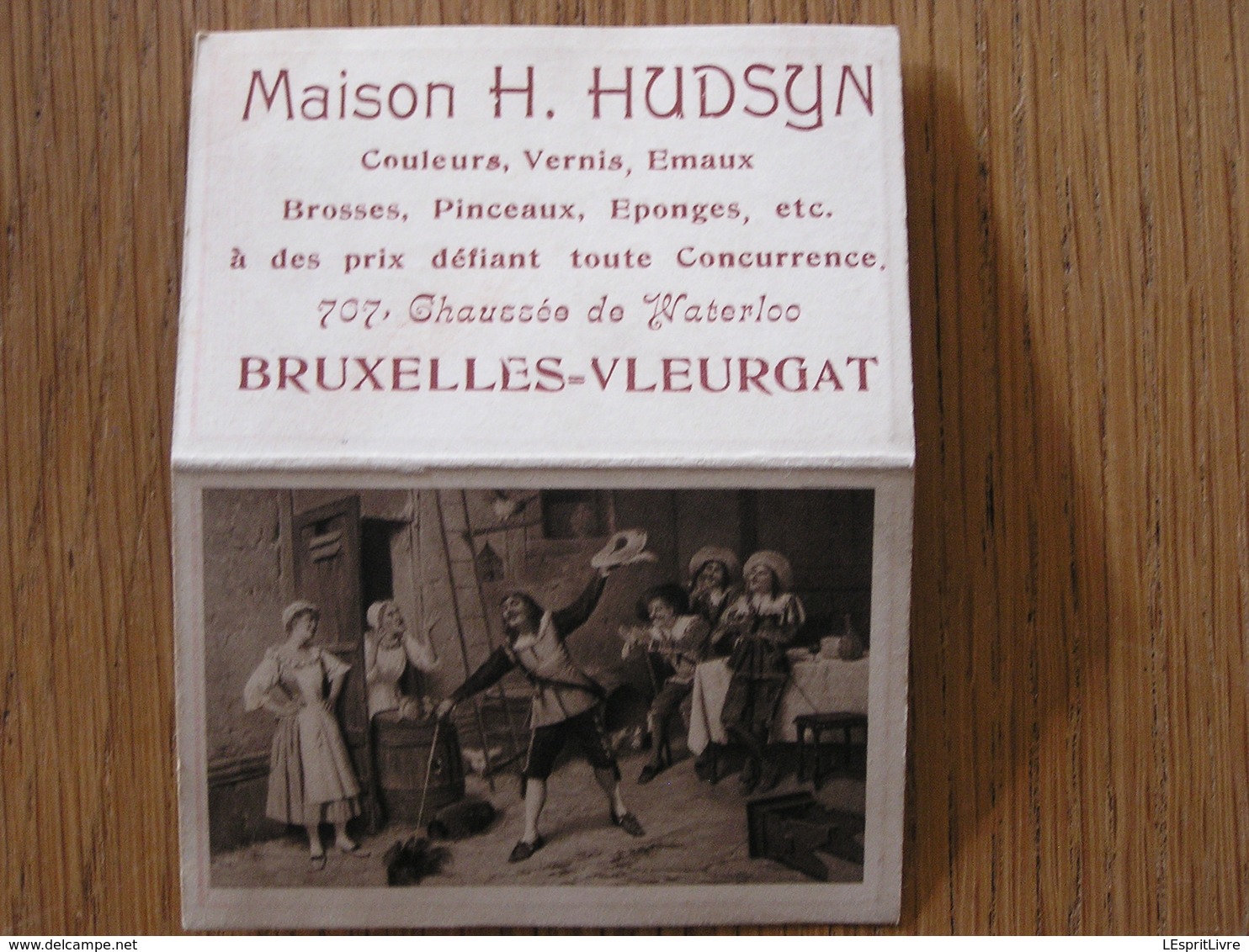 Calendrier De Poche Publicitaire 1914 MAISON HUDSYN Couleurs Vernis Pinceaux Chaussée De Waterloo à Bruxelles Vleurgat - Petit Format : 1901-20