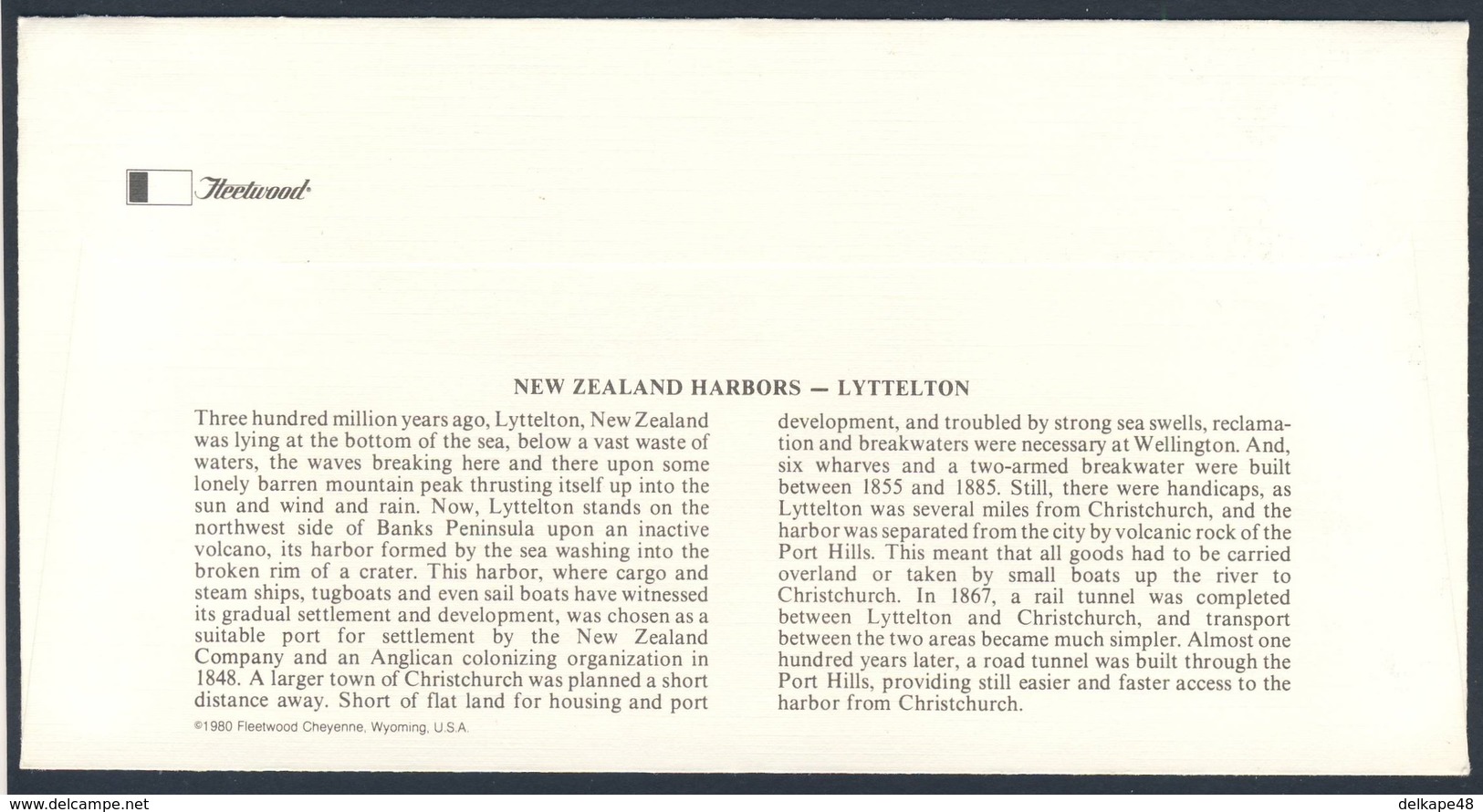 New Zealand Neuseeland 1980 FDC + Mi 802 YT 772 SG 1223 - Lyttelton Harbor - Large Harbors / Hafen Von Lyttelton - Andere(Zee)