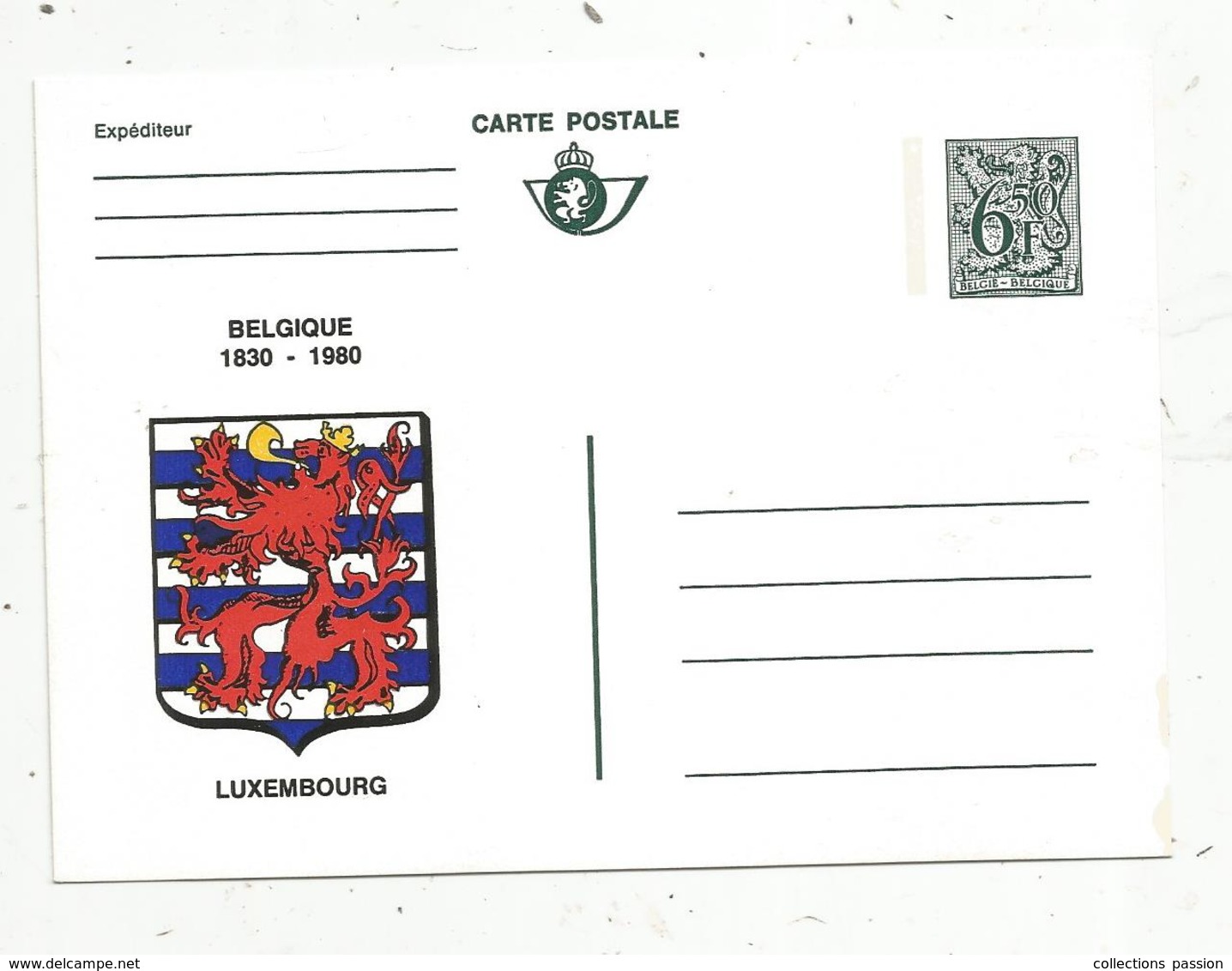 Entier Postal NEUF, Briefkaart, 6f50 , BELGIQUE 1830-1980 , Blason LUXEMBOURG ,vierge , Belgique - Other & Unclassified