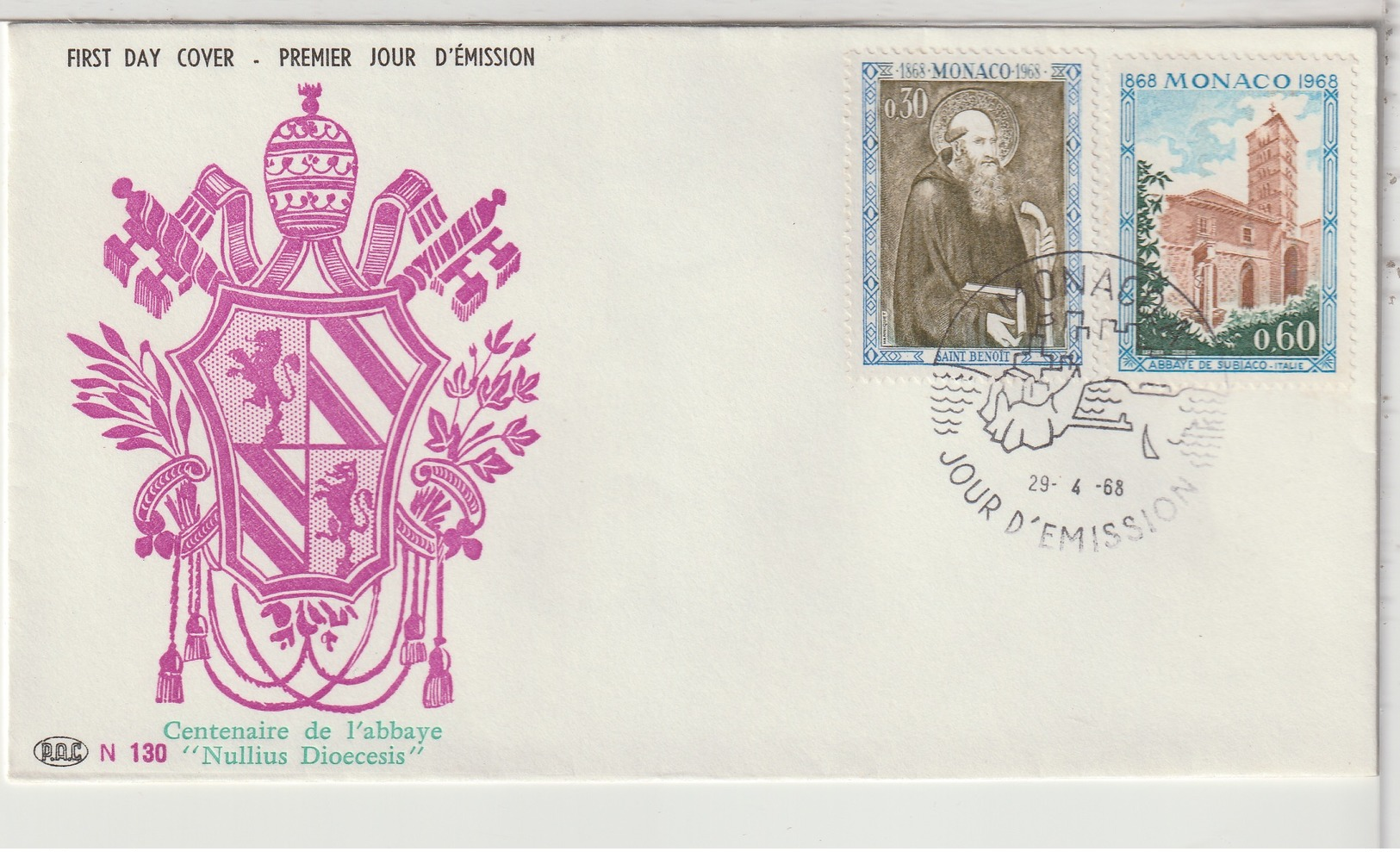 MONACO - FDC - 1968 - - FDC