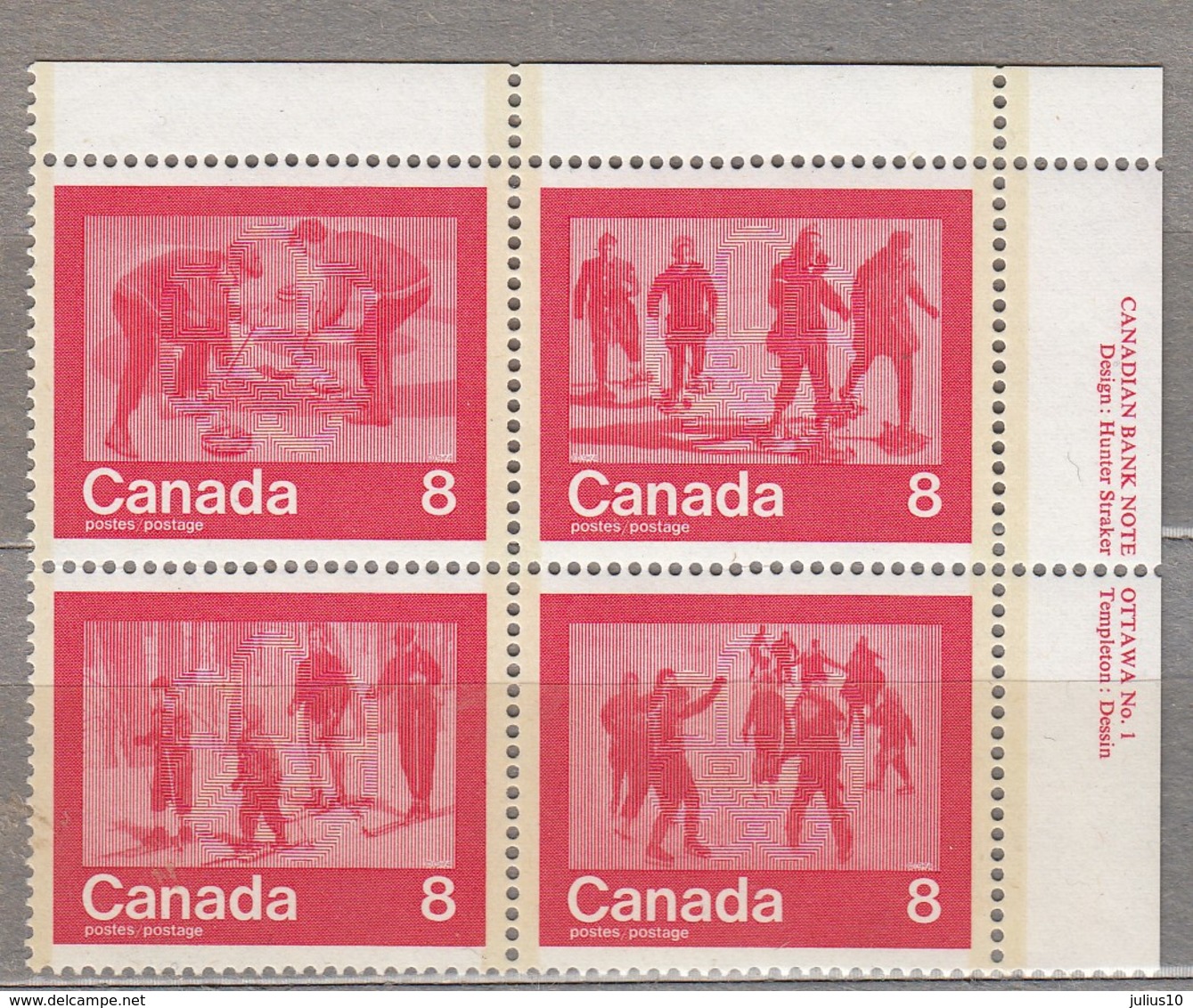 CANADA 1974 Blockx4 Corner MNH(**) Mi 570-573 #23967 - Neufs