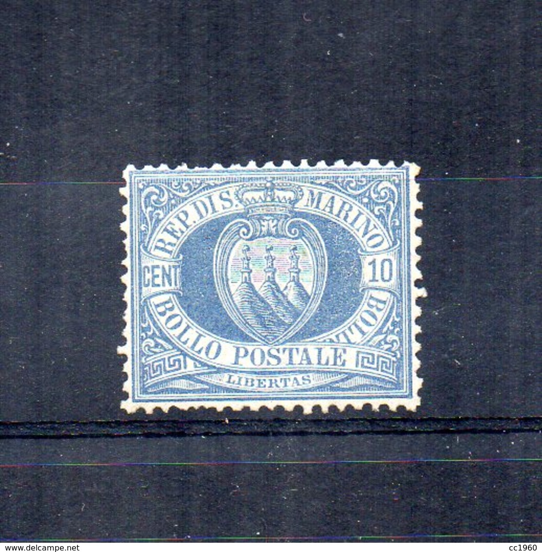 San Marino - 1890 - Stemma - 10 Centesimi - Azzurro - Nuovo **  - (FDC14514) - Nuovi