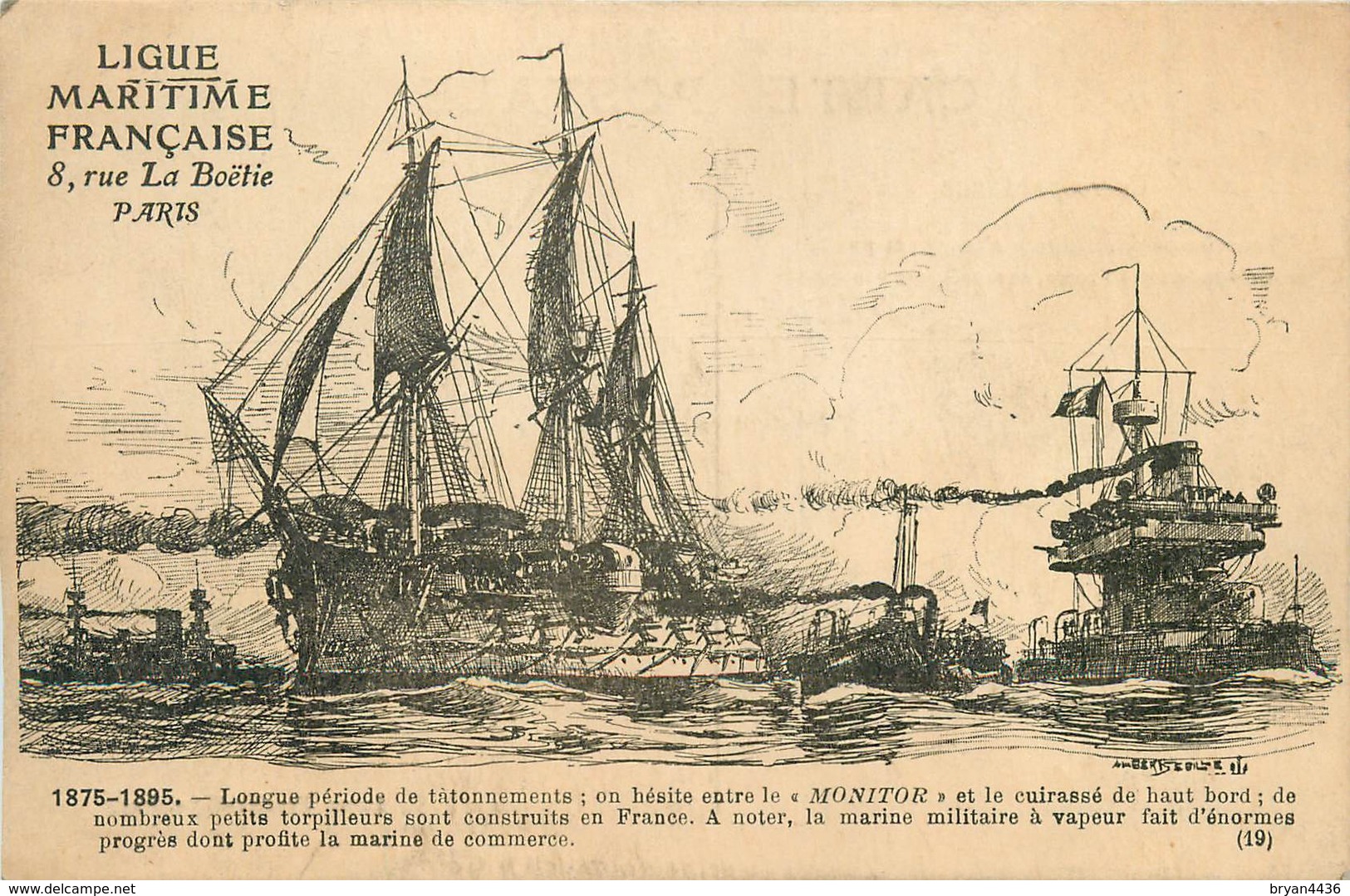 LA MARINE FRANCAISE - 1875-1895 - LE "MOLITOR" + CUIRASSE - MARINE à VAPEUR - Autres & Non Classés