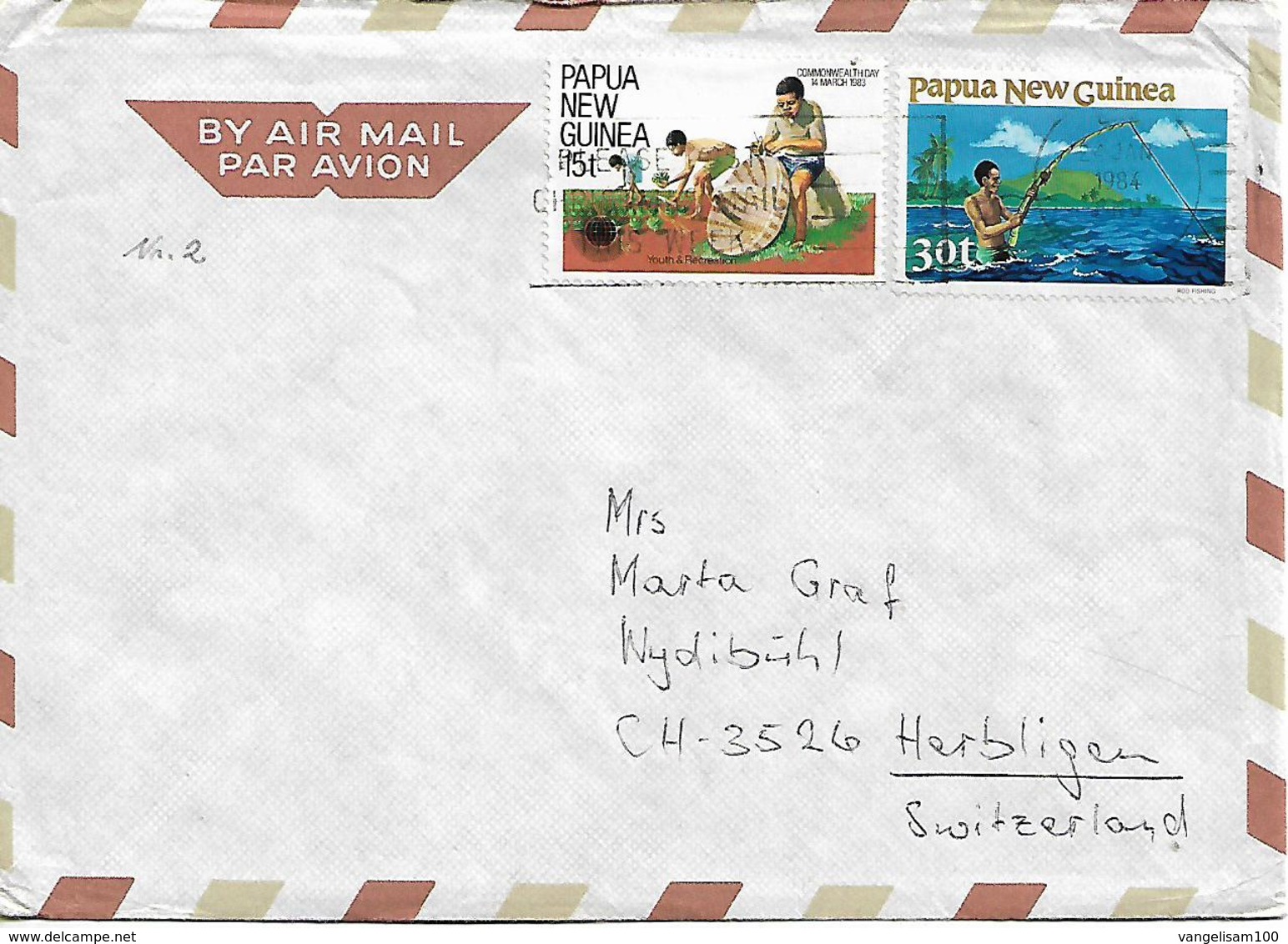 PAPUA NEW GUINEA 1984 COVER Sent To Herbligen 2 Stamps COVER USED - Papouasie-Nouvelle-Guinée