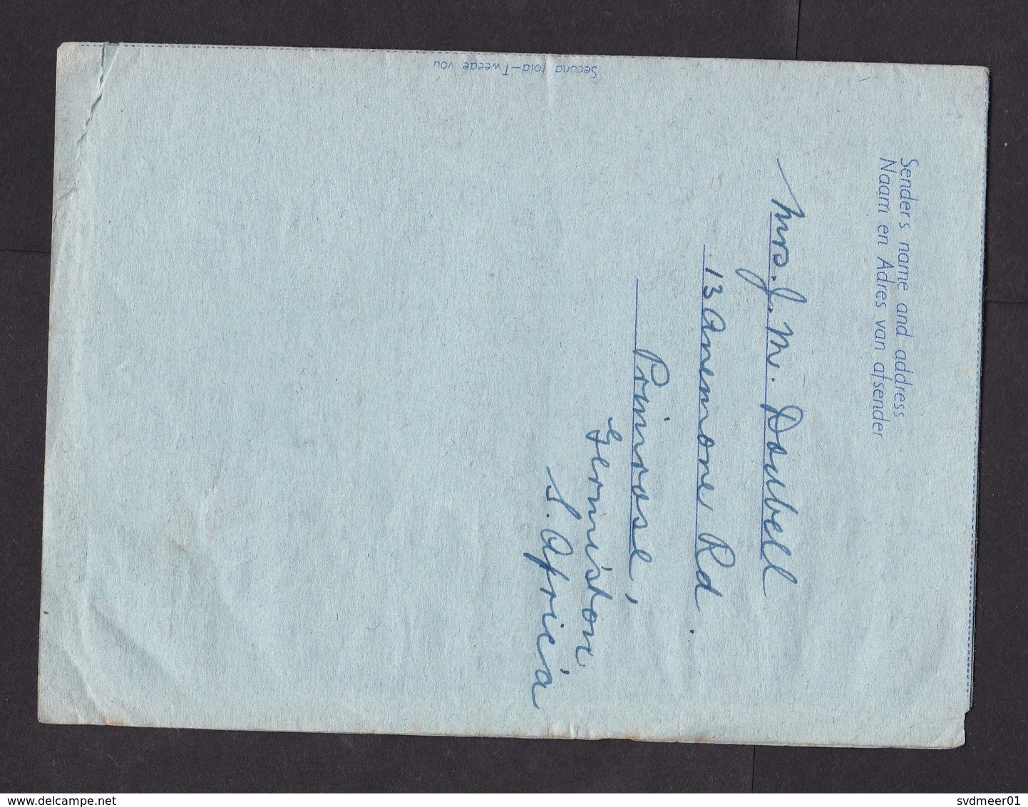 South Africa: Stationery Aerogramme To UK, 1948, Globe, Air Letter (minor Damage) - Brieven En Documenten