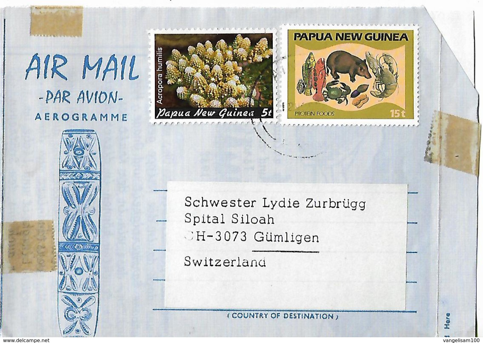 PAPUA NEW GUINEA 1984 AEROGRAMME Sent To Gumligen 2 Stamps AEROGRAMME USED - Papua New Guinea