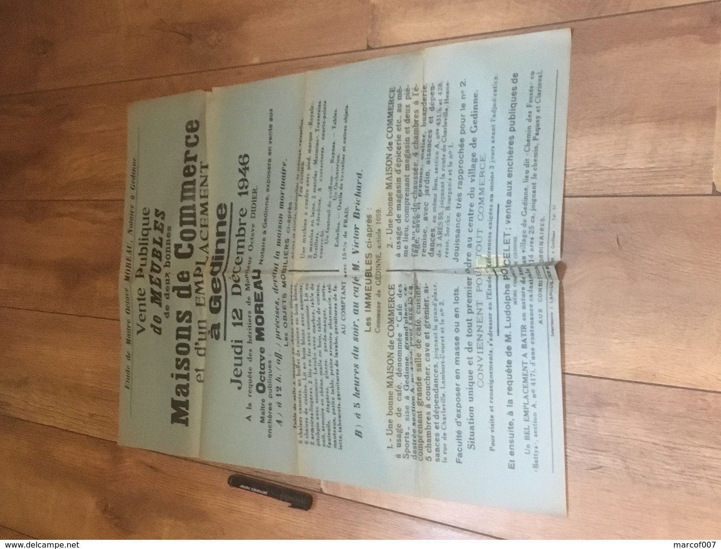 GEDINNE 1946 Vente Meubles De Maisons De Commerce - Grand Format - Affiches