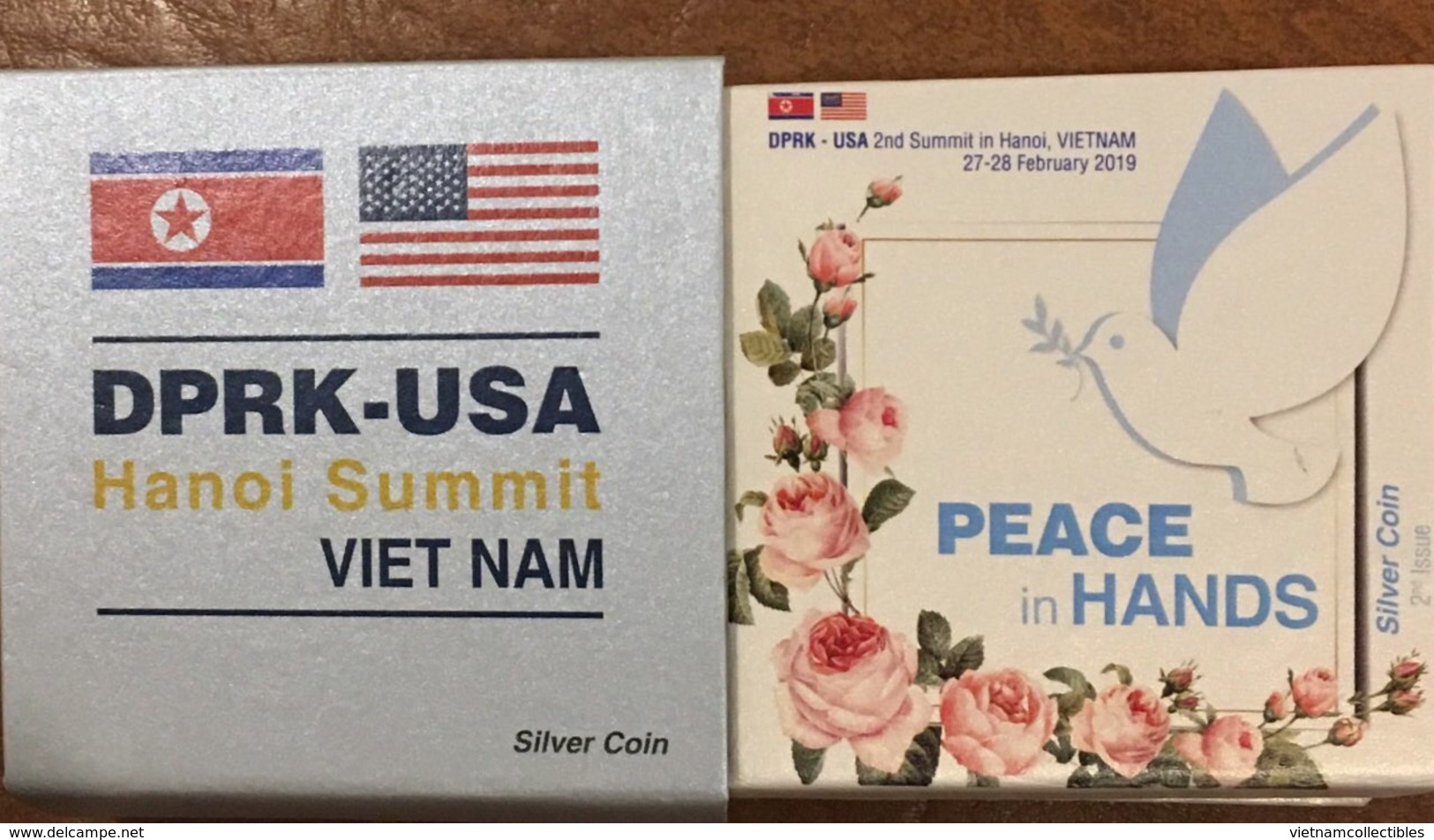 Set 2 Vietnam Viet Nam Commemorative Silver Coins Series 1 & 2 : US - North Korea Summit 27-28th Of Feb 2019 / 5 Photo - Viêt-Nam