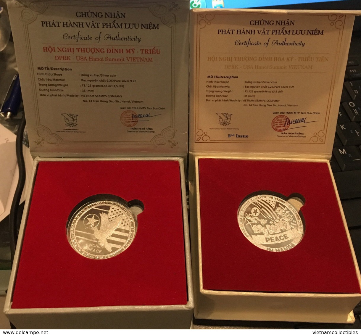 Set 2 Vietnam Viet Nam Commemorative Silver Coins Series 1 & 2 : US - North Korea Summit 27-28th Of Feb 2019 / 5 Photo - Vietnam