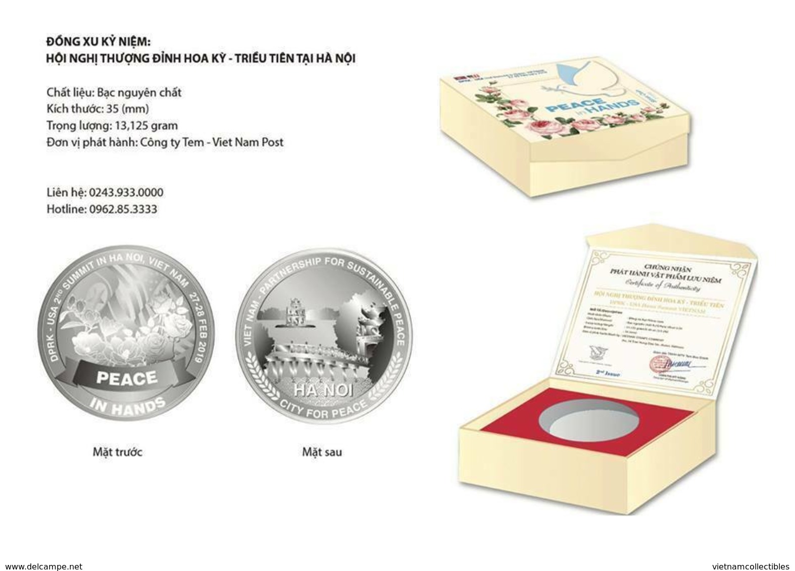 Set 2 Vietnam Viet nam Commemorative Silver Coins series 1 & 2 : US - North Korea summit 27-28th of Feb 2019 / 5 photo