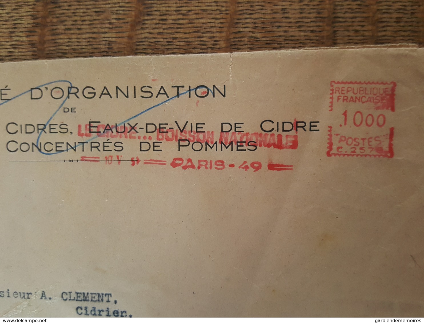 1949 - RARE EMA - Le Cidre... Boisson Nationale, C.2578 - A. Clément Cidrier à Arcis Sur Aube - Comité De Paris - EMA (Empreintes Machines à Affranchir)