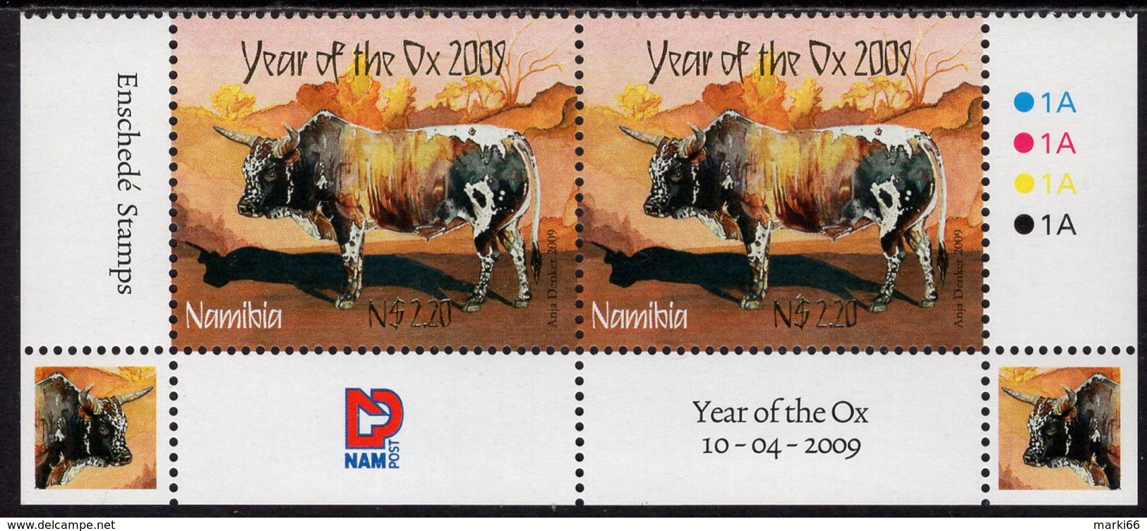 Namibia - 2009 - New Year Of The Ox - Mint Stamp Pair (bottom Block With Margins) - Namibie (1990- ...)