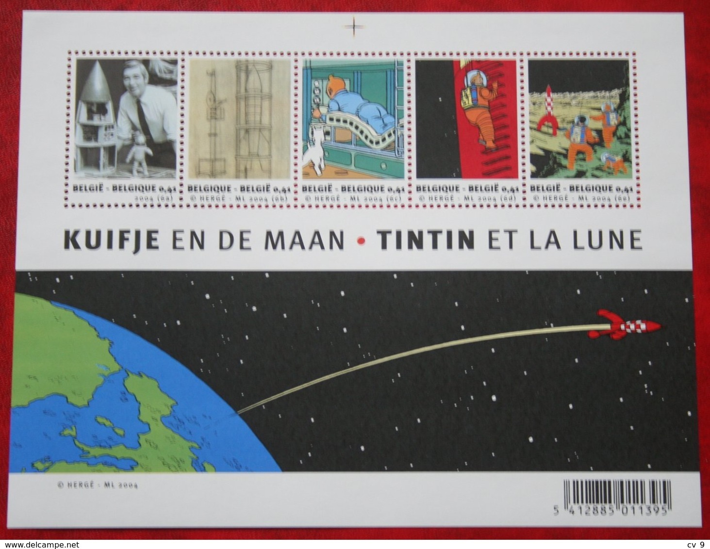 Kuifje Tin Tin Moon Space OBC N° 3249-3253 109 (Mi 3298-3302 Bl 93) 2004 POSTFRIS MNH ** BELGIE BELGIEN / BELGIUM - Unused Stamps