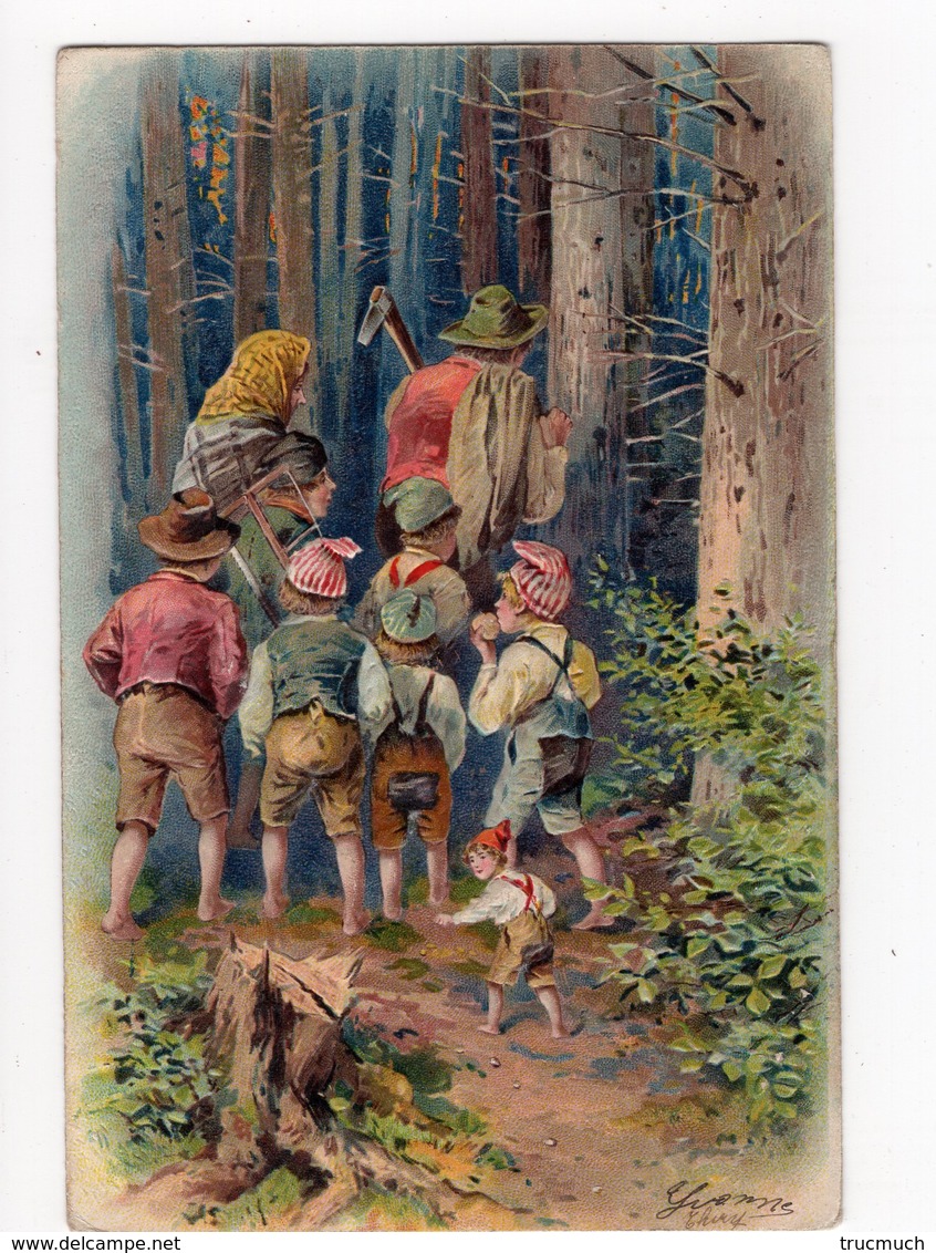 8 - LE PETIT POUCET Suit Ses Frères Et Parents Dans La Forêt  - En Relief * - Contes, Fables & Légendes