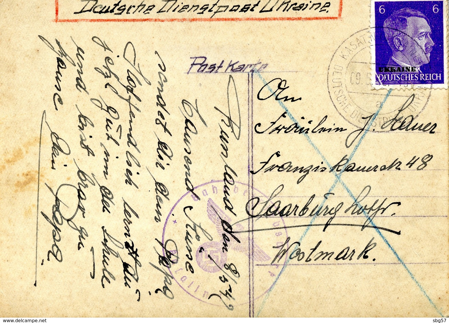 2 Cartes Postales De Kiev 'Ukraine). Deutsche Dienstpost Ukraine KASATIN (KOSJATYN) - Lettres & Documents