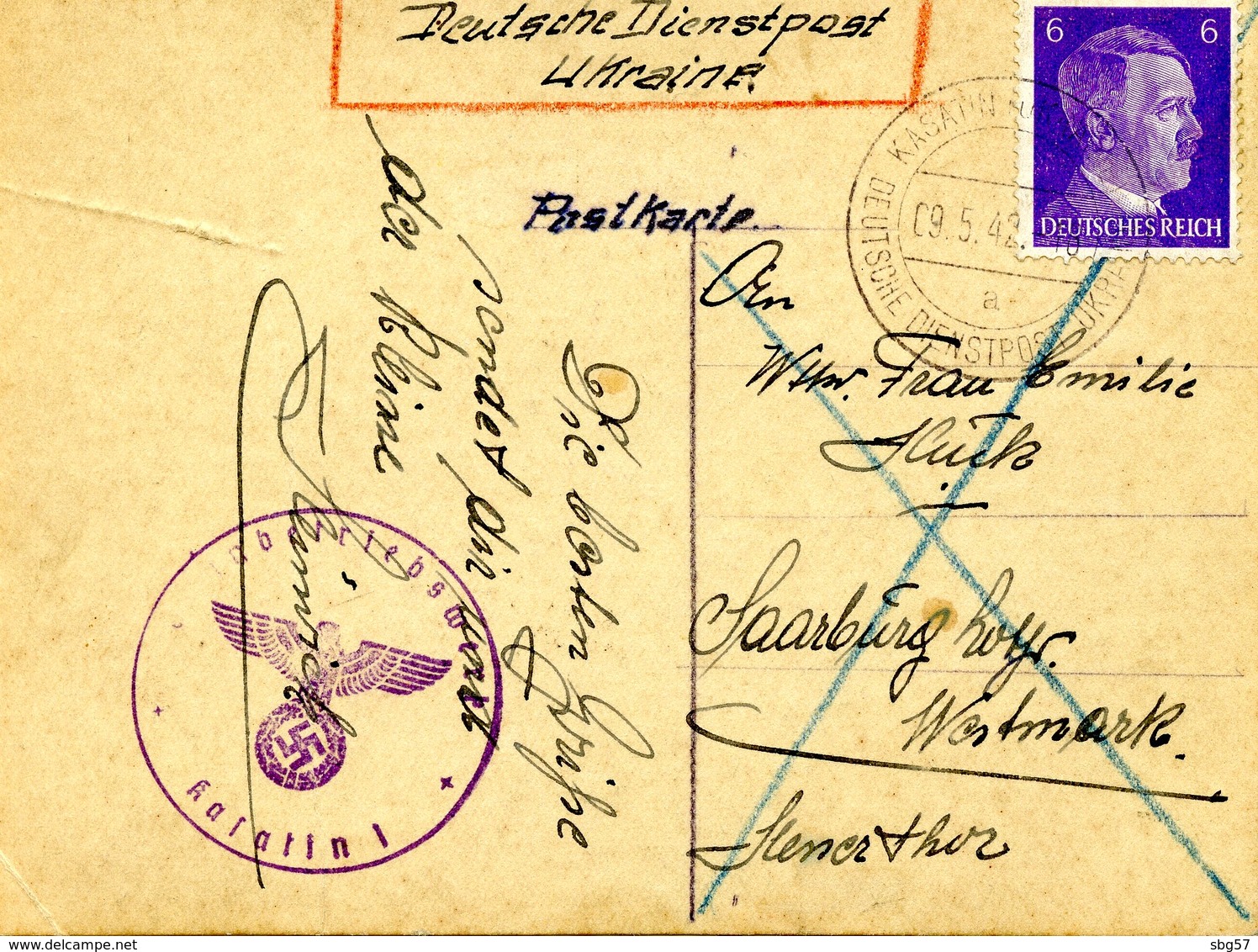 2 Cartes Postales De Kiev 'Ukraine). Deutsche Dienstpost Ukraine KASATIN (KOSJATYN) - Lettres & Documents