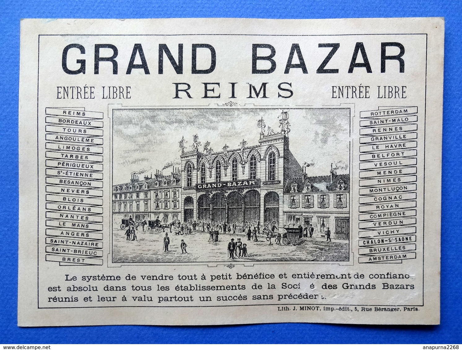 CHROMO TRÈS GRAND FORMAT....IMP. MINOT..... REIMS...GRAND BAZAR....HIVER ...NEIGE ...FAMILLE...FEU.... BRINDILLES - Autres & Non Classés