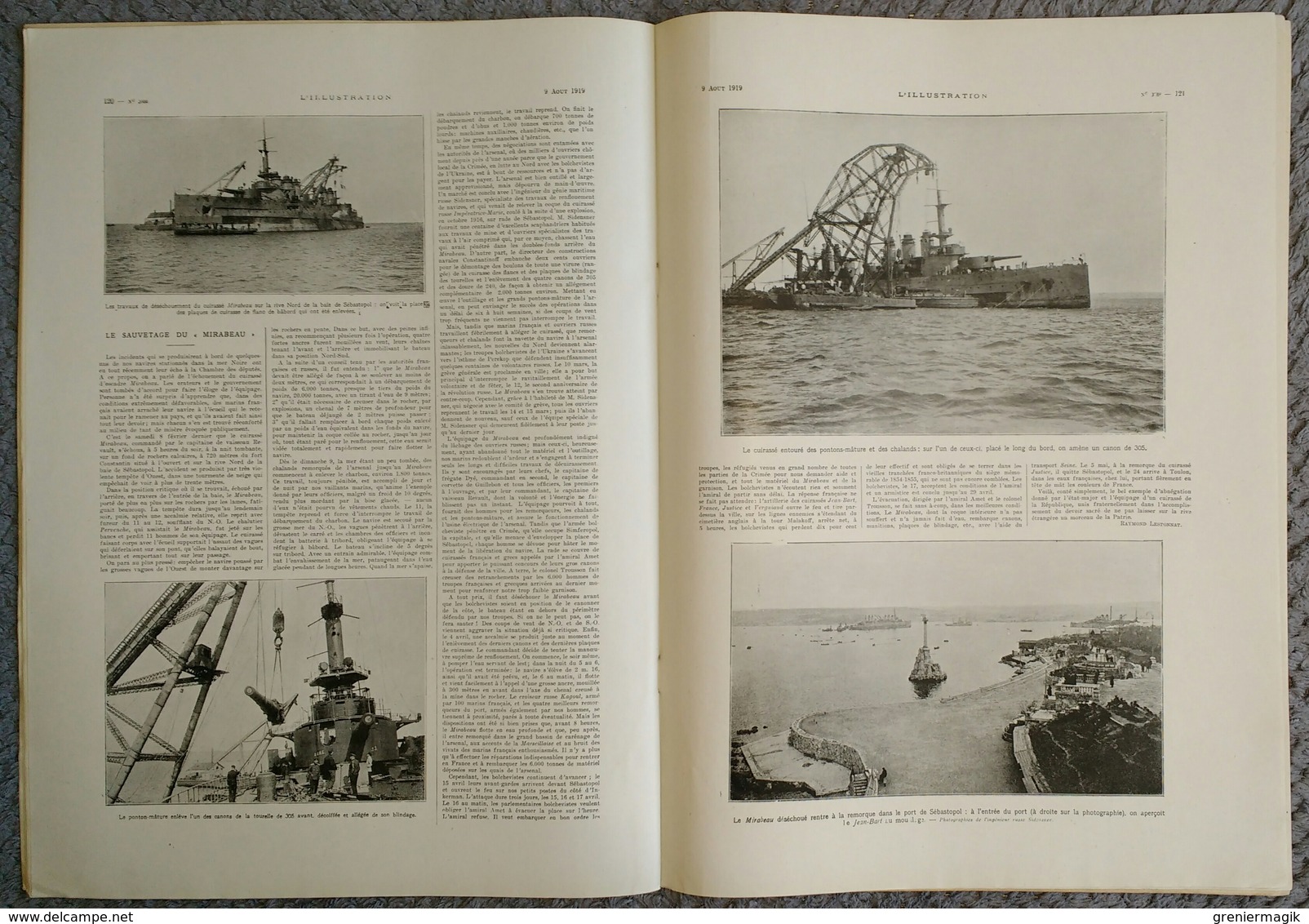 L'Illustration 3988 9 aout 1919 Musée Rodin/cuirassé Mirabeau/Volcan Java/Clémenceau au Chêne-Populeux/Bela Kun