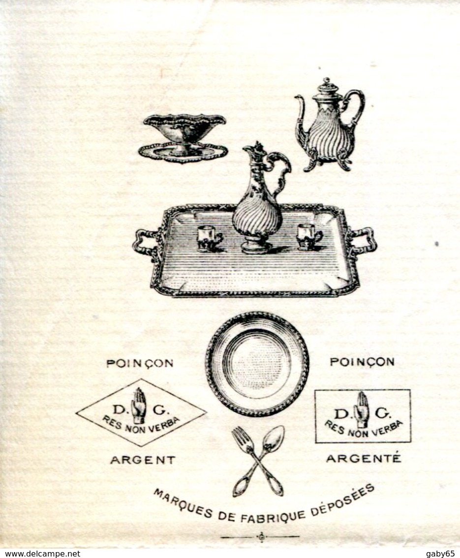 PARIS.FABRIQUE D'ORFEVRERIE ARGENT,METAL BLANC & RUOLZ.D.GERARD 104 RUE DU TEMPLE. - Sonstige & Ohne Zuordnung