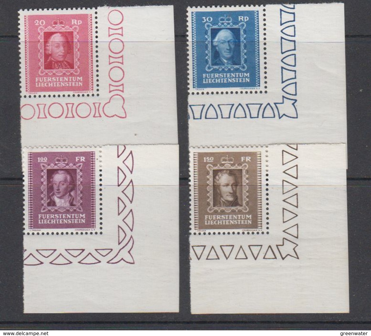 Liechtenstein 1942 Fürstenbilder II 4v  (corners) ** Mnh (42182) - Unused Stamps