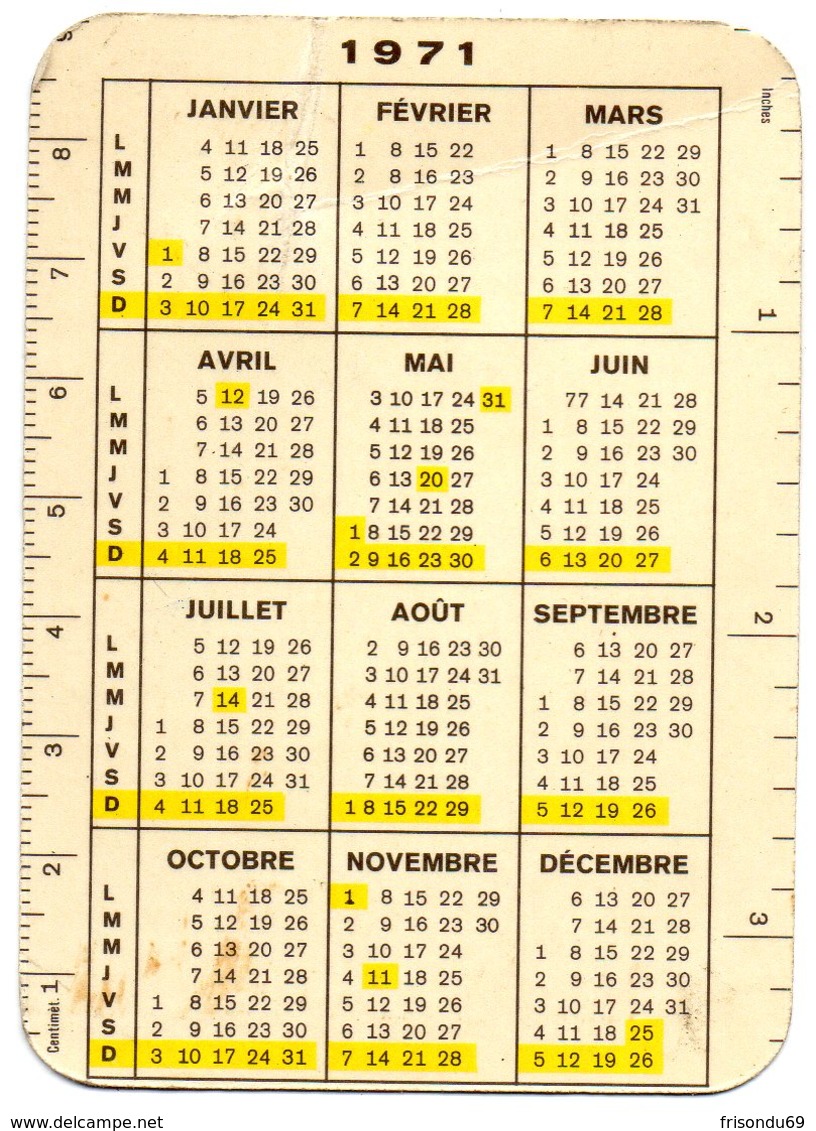 Calendier 1971 - Peugeot- Quadillette 1921 - 9 Cm X 6,50 Cm . - Petit Format : 1991-00
