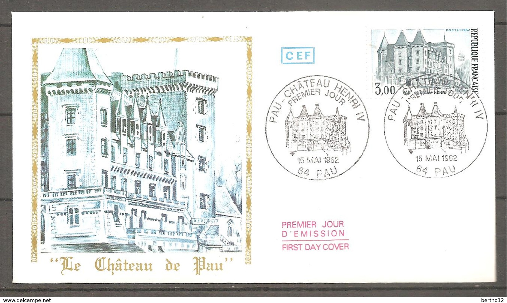 FDC 1982  LE CHATEAU DE PAU - 1980-1989