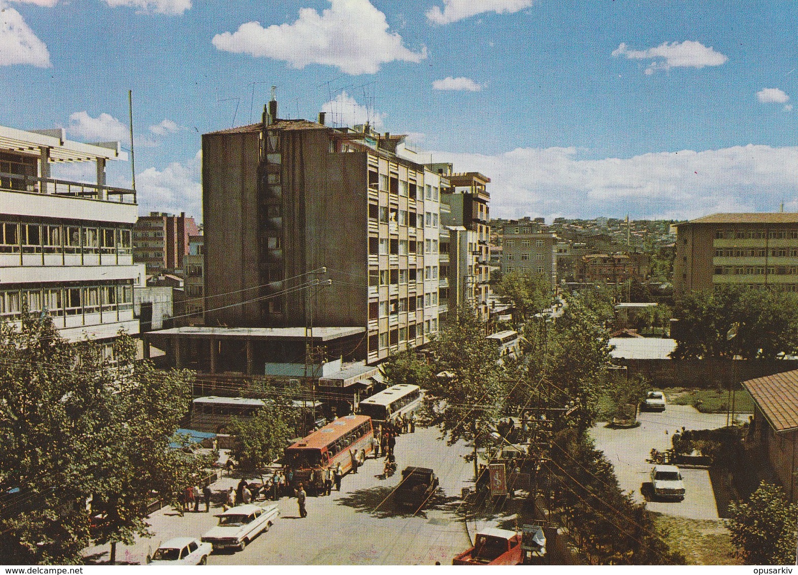 [Building-Architecture / View] - Postcards - Turkey / Gaziantep - 1970/80: A View From The City. Old Buses And Cars. * - Turkey