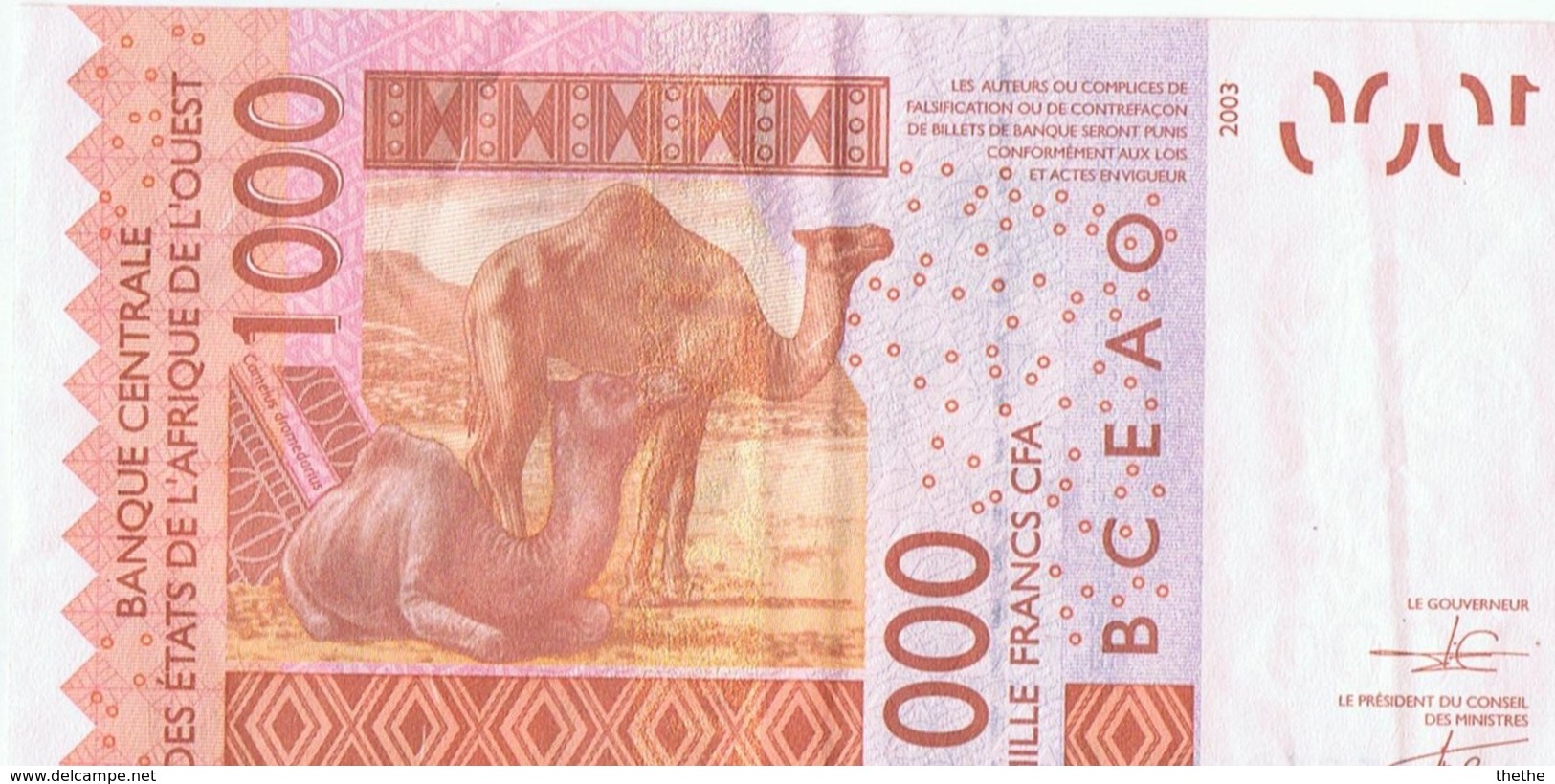 COTE D'IVOIRE - B.C.E.A.O -Billet De 1000 Francs CFA - 2003 - Série B - Costa D'Avorio