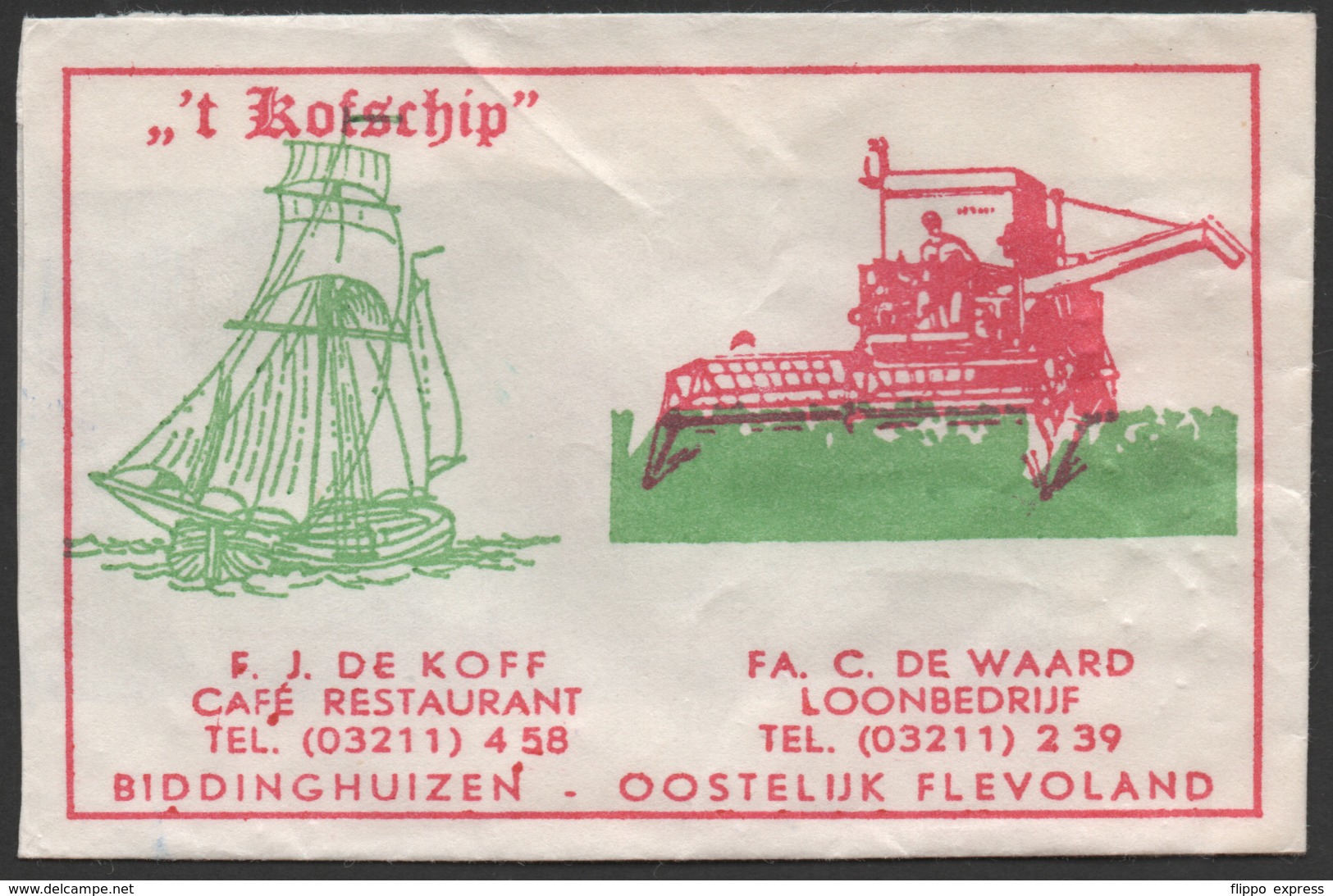 Netherlands, Flevoland, Sugar Bag, Suikerzakje, ' T Kofschip, Biddinghuizen - Suiker