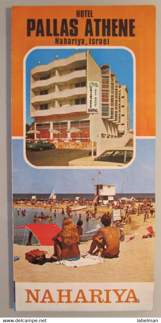 MOTEL HOTEL REST HOUSE PENSION INN PALLAS PALACE ATHENE NAHARIYA ORIGINAL VINTAGE BROCHURE ADVERTISING ISRAEL - Hotel Labels