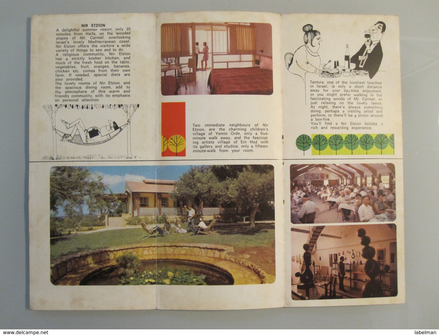 MOTEL HOTEL REST HOUSE PENSION INN NIR ETZION KIBBUTZ CARMEL ORIGINAL VINTAGE BROCHURE ADVERTISING ISRAEL - Tourism Brochures