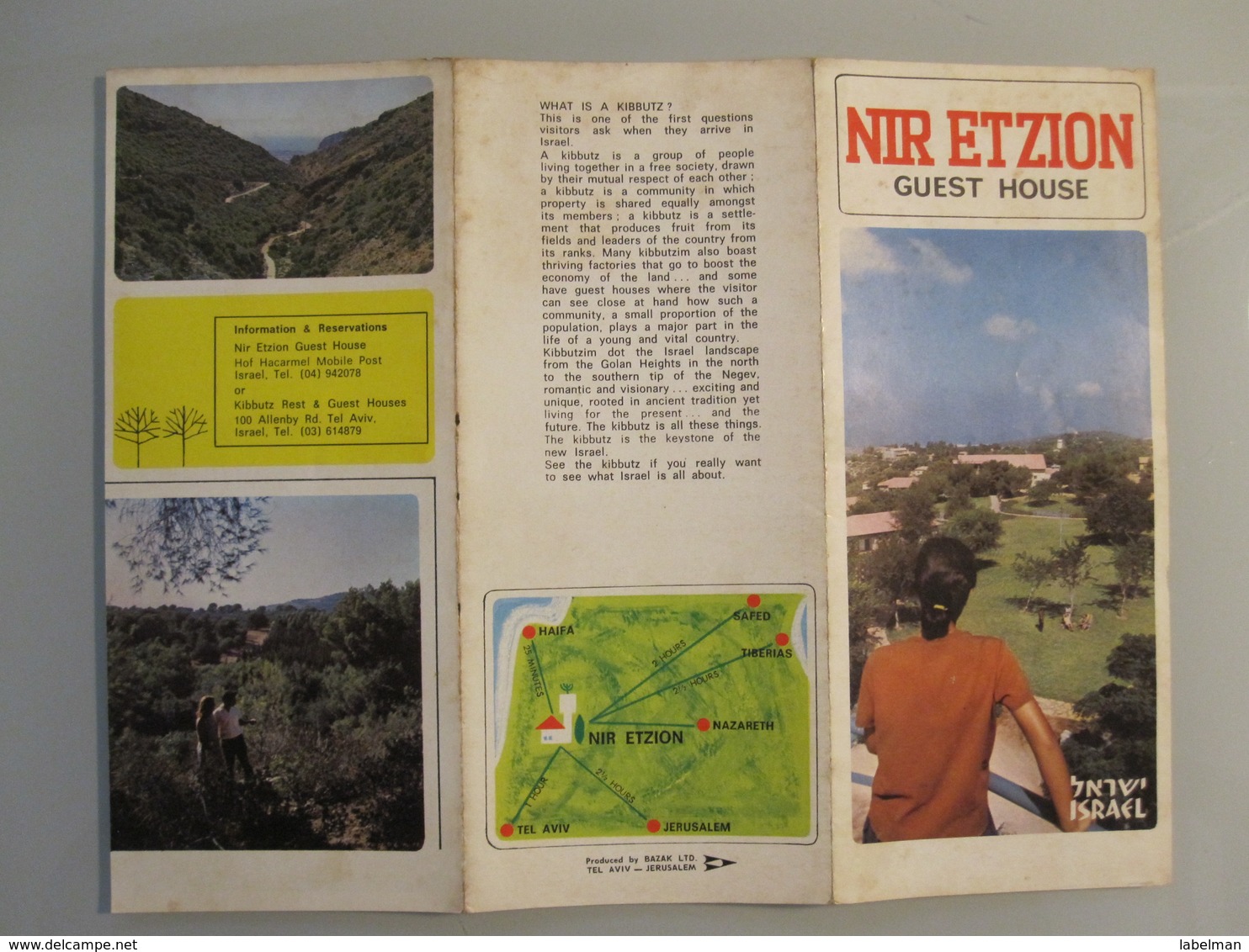 MOTEL HOTEL REST HOUSE PENSION INN NIR ETZION KIBBUTZ CARMEL ORIGINAL VINTAGE BROCHURE ADVERTISING ISRAEL - Tourism Brochures