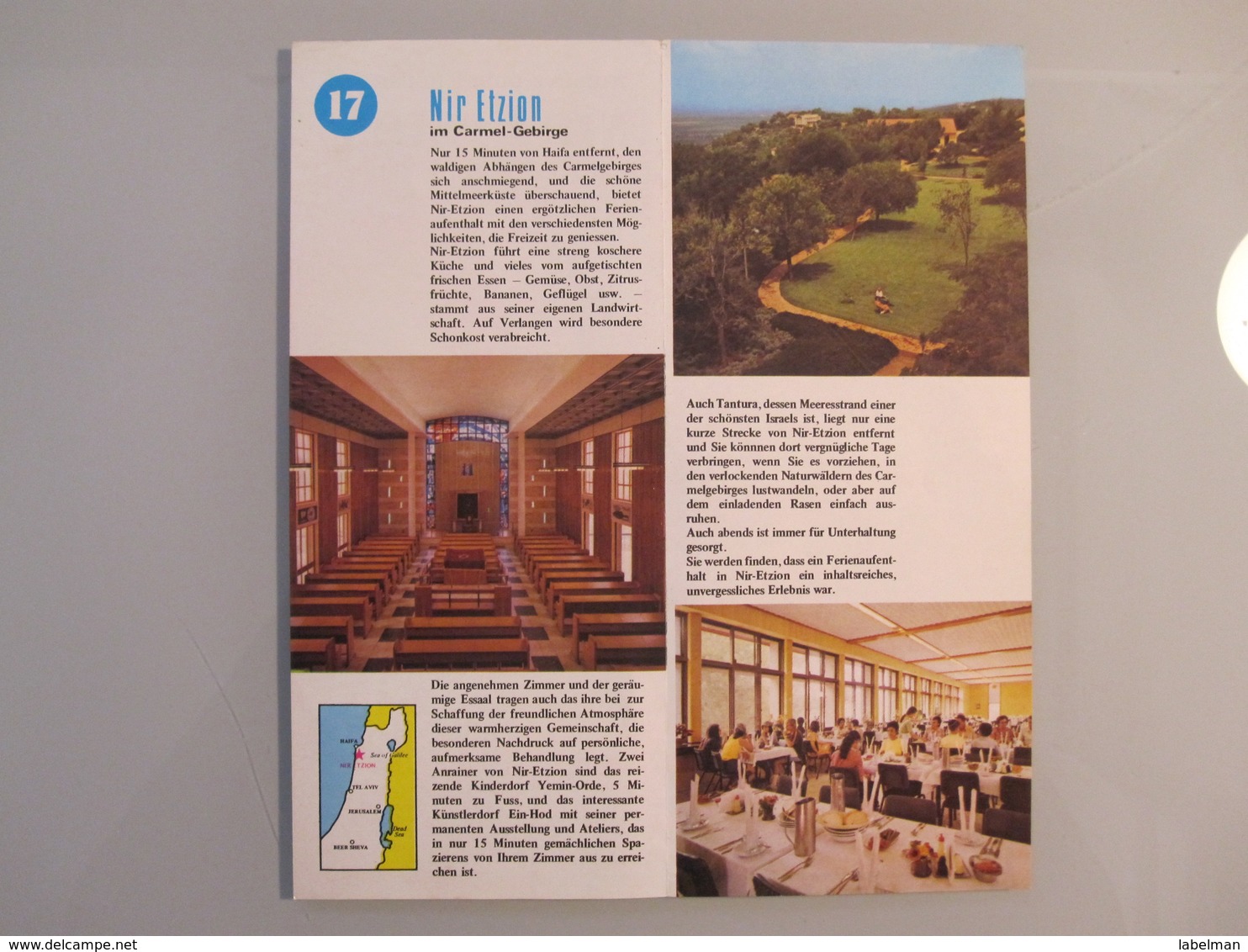 MOTEL HOTEL REST HOUSE PENSION INN NIR ETZION KIBBUTZ CARMEL ORIGINAL VINTAGE BROCHURE ADVERTISING ISRAEL - Tourism Brochures