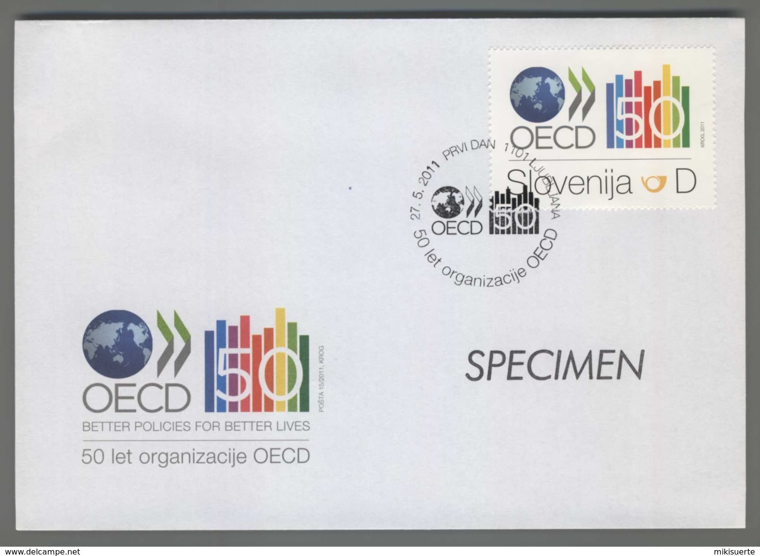 C4436 SLOVENIA FDC 2011 OECD 50 LET ORGANIZACIJE D - Slovenia