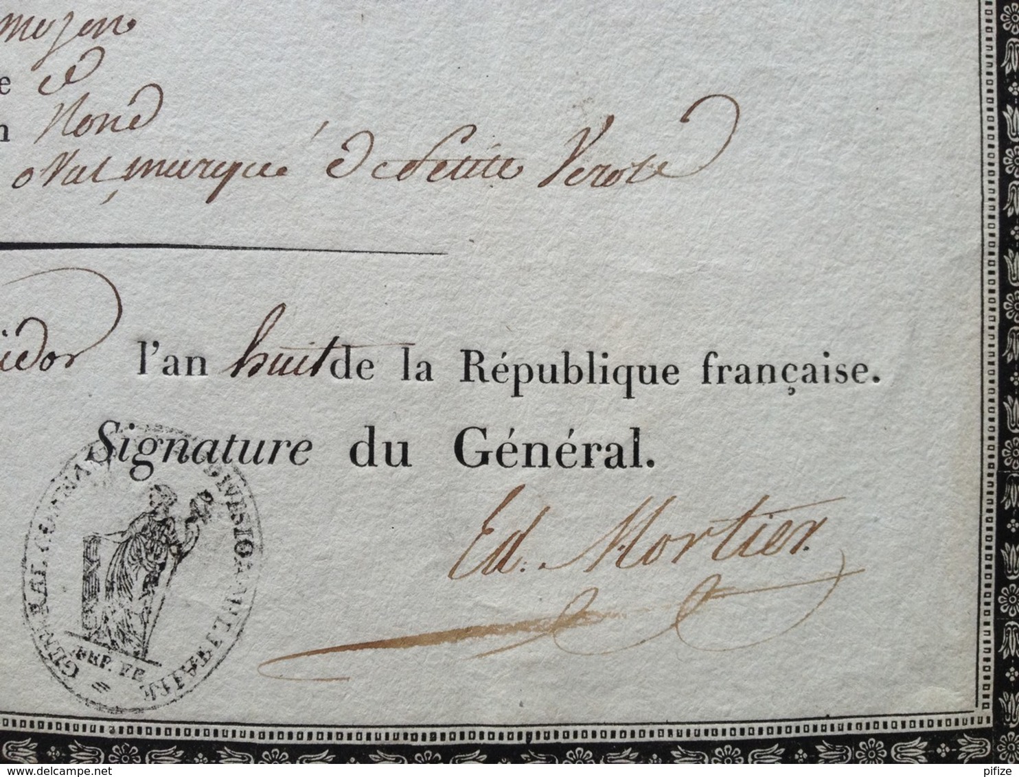 Congé Définitif 1800 Signé Du Futur Maréchal D'Empire Edouard Mortier . Seigneury Né à Nogent-le-Roi . - Documents