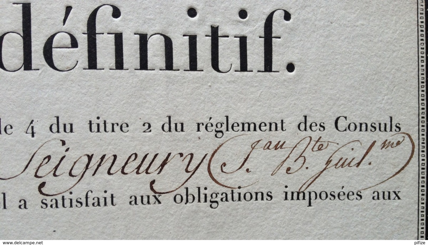 Congé Définitif 1800 Signé Du Futur Maréchal D'Empire Edouard Mortier . Seigneury Né à Nogent-le-Roi . - Documents