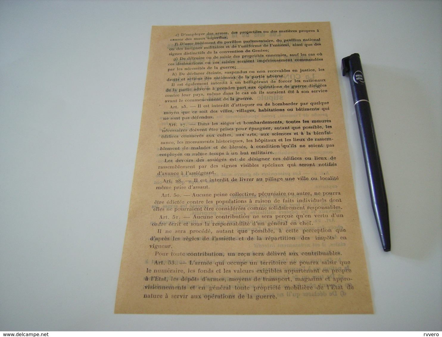 DOCUMENT SUR LA BARBERIE ALLEMANDE ET LA CONVENTION DE LA HAYE 1914 - 1914-18