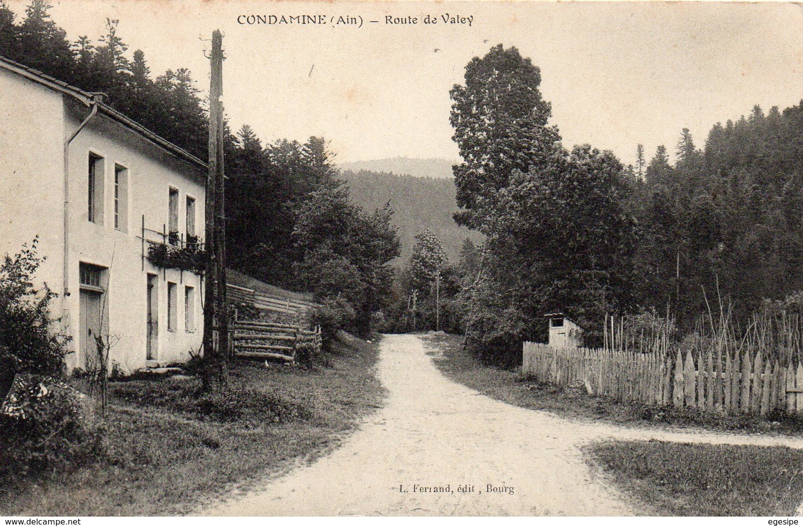 CPA 01 AIN CONDAMINE Route De Valey - Convoyeur Circulé 1913 - Sin Clasificación