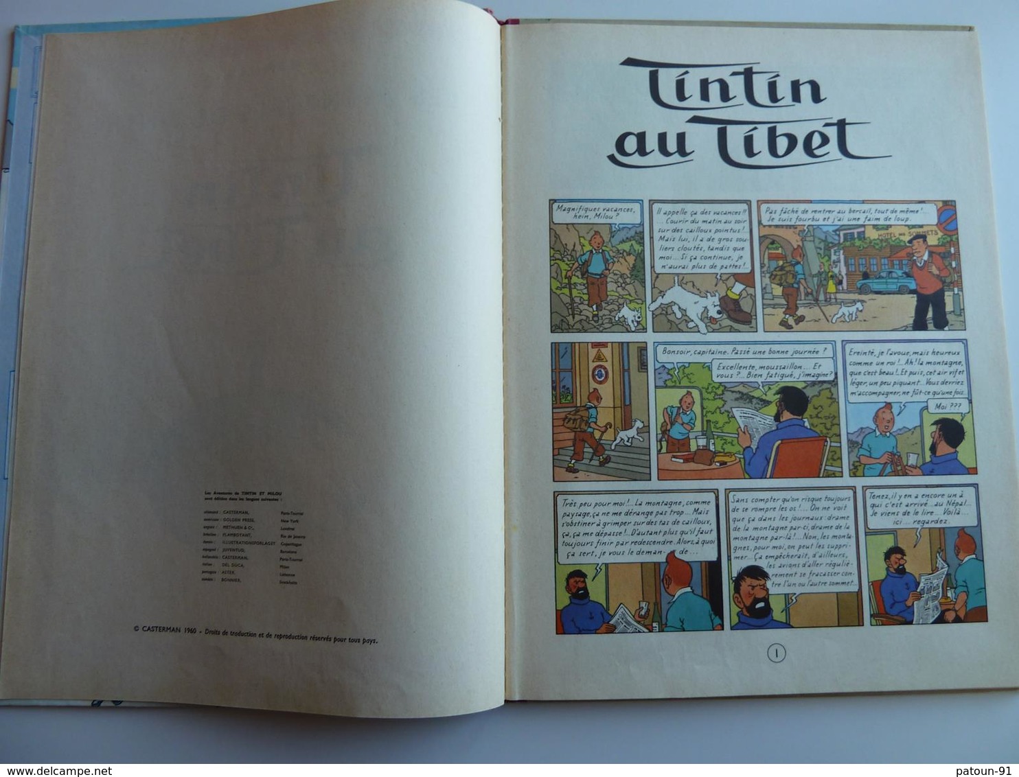 Tintin, Tintin au Tibet, EO française Edition Casterman couleur, 1960, B29 en TBE+