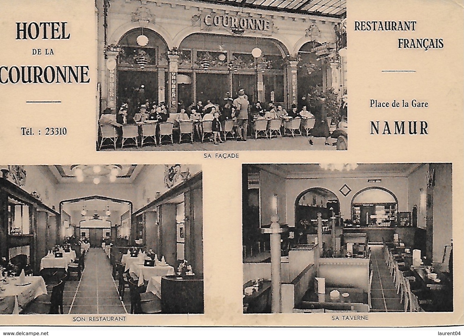 NAMUR. HOTEL DE LA COURONNE, RESTAURANT. PLACE DE LA GARE - Namur