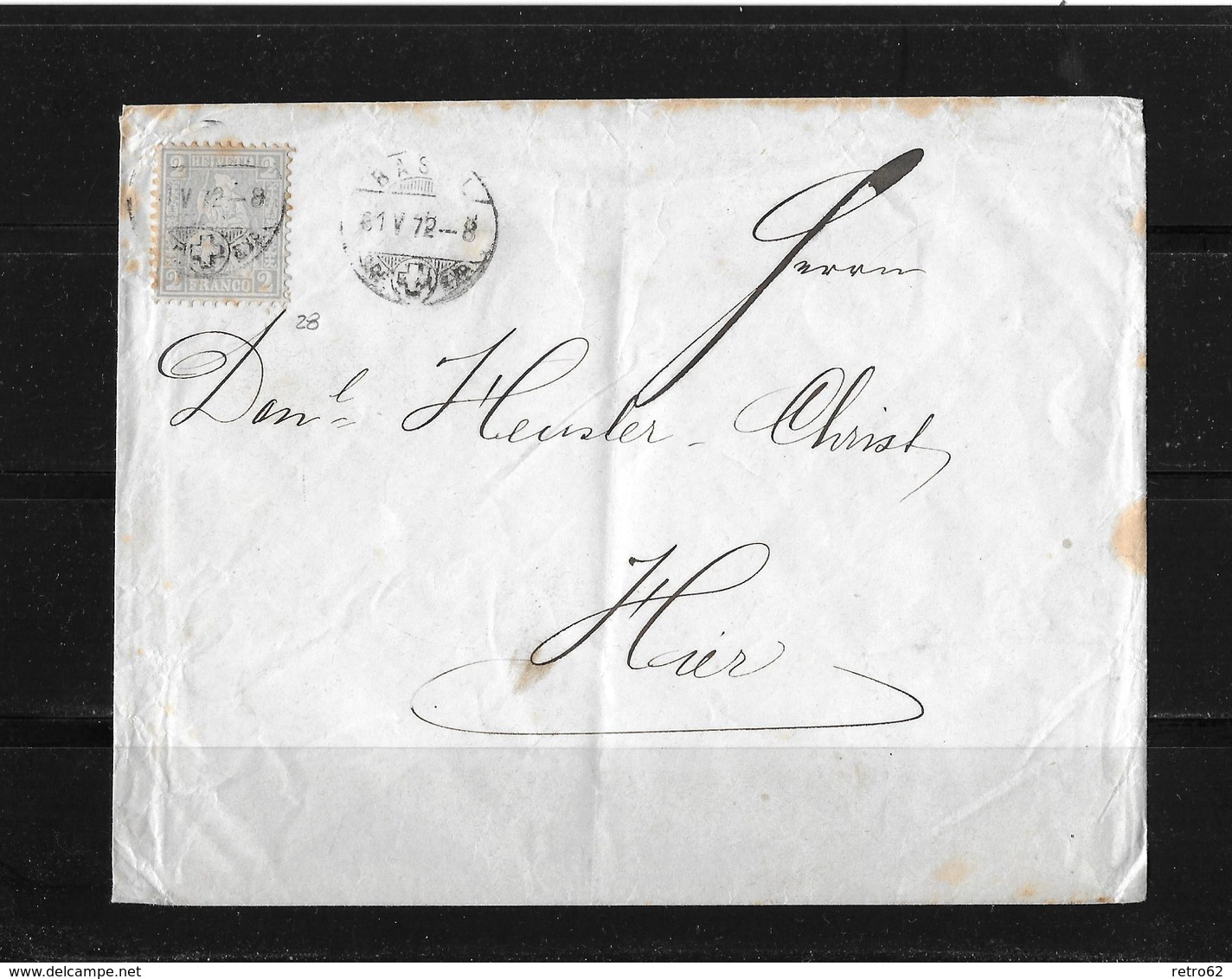 HEIMAT BASEL → 1872 Brief Basel An Heusler - Christ - Cartas & Documentos