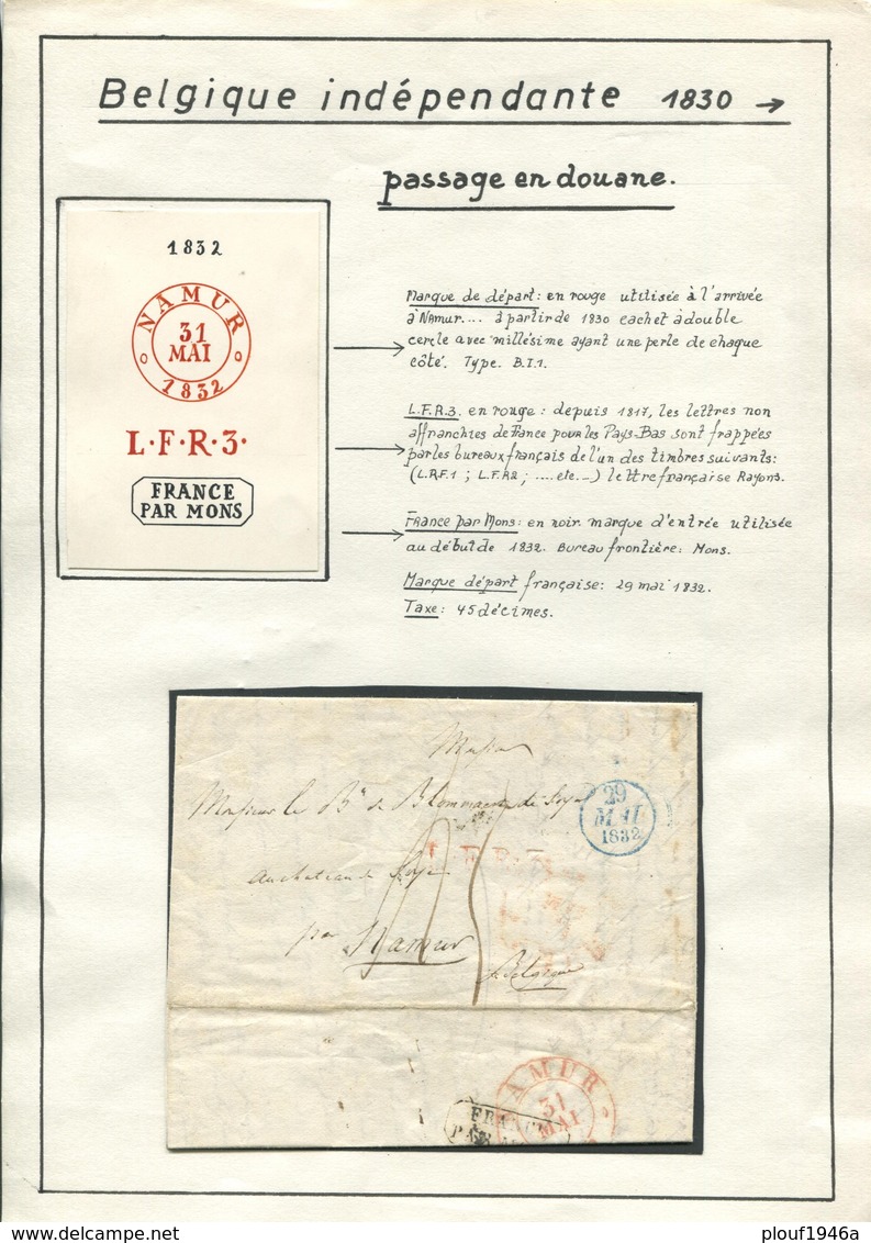 1832 "Enveloppe"  "Namur" + Description - 1830-1849 (Belgique Indépendante)