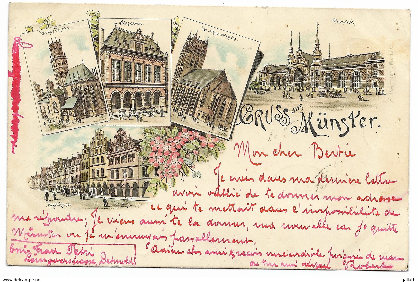 MÜNSTER...Carte Fantaisie Multivues...1896  (verso Timbre Arraché) - Muenster