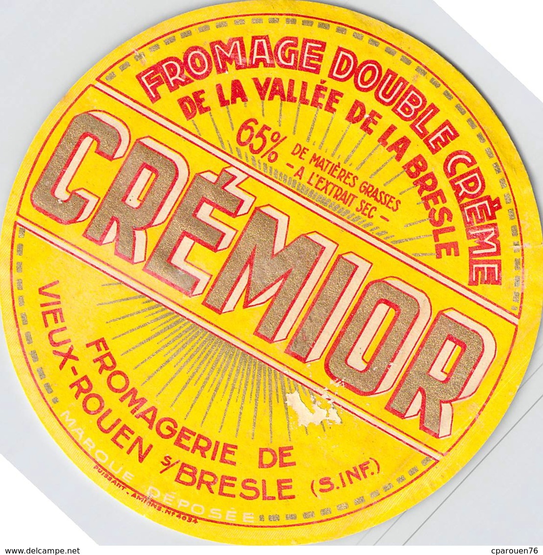 Bistrot & Alimentation > Etiquettes > Fromage Crémior Double Crème De La Vallée De La Bresle Vieux Rouen Bray - Fromage