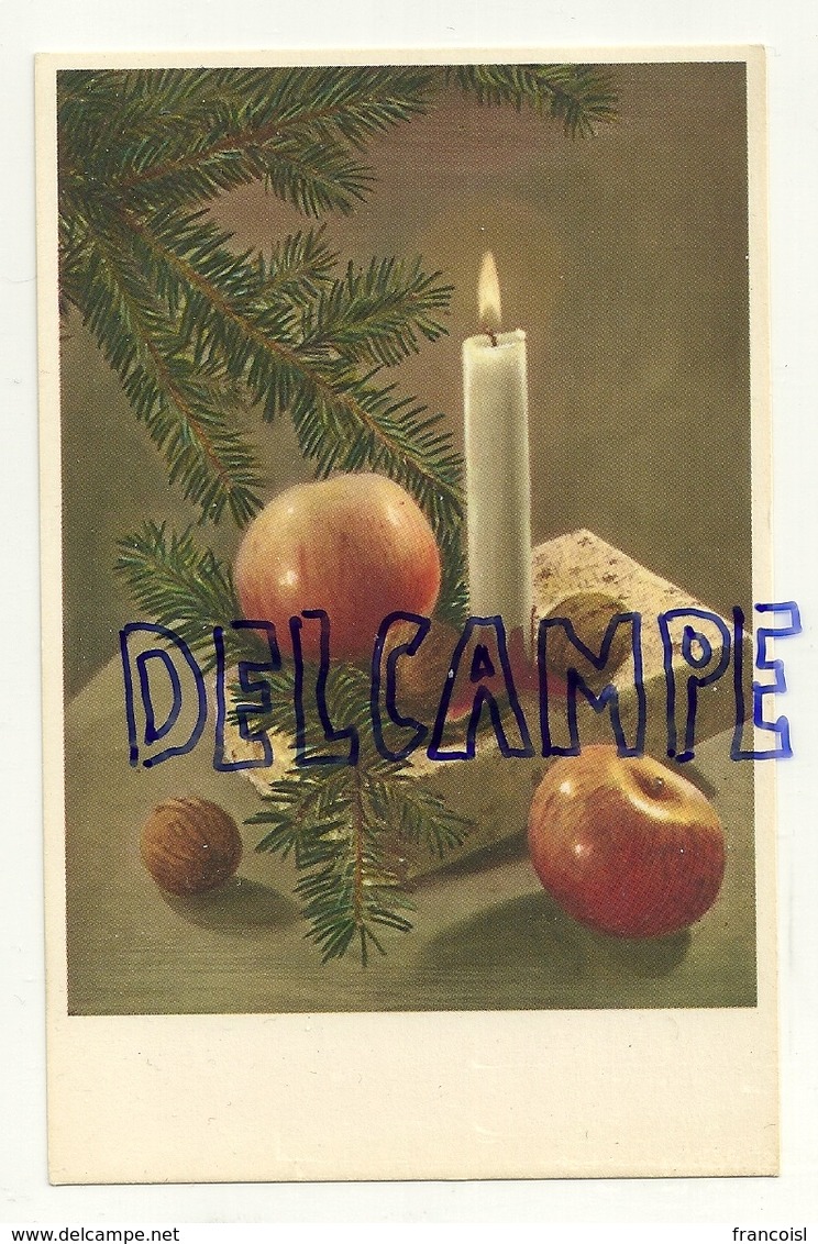 Sapin, Bougie, Cadeau, Noix Et Pommes. Coloprint - Autres & Non Classés