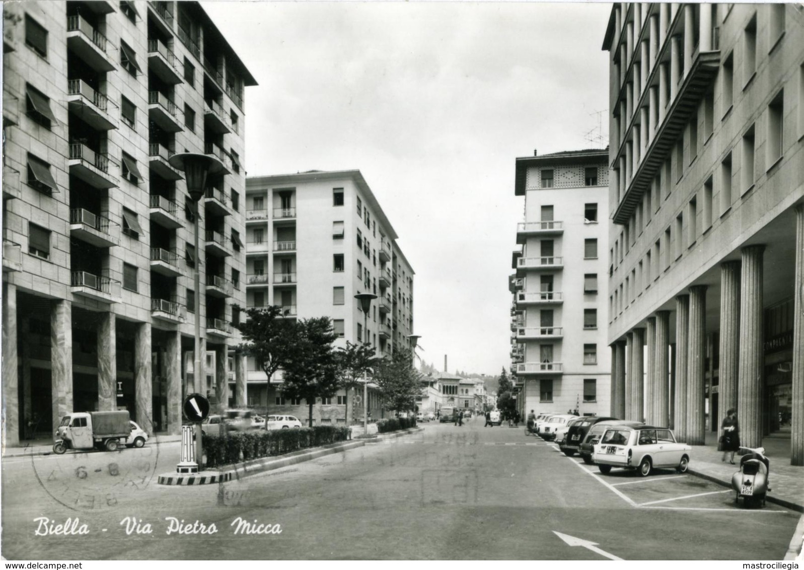 BIELLA  Via Pietro Micca  Motocarro  Bianchina  Vespa Lambretta  Insegna Sali E Tabacchi - Biella