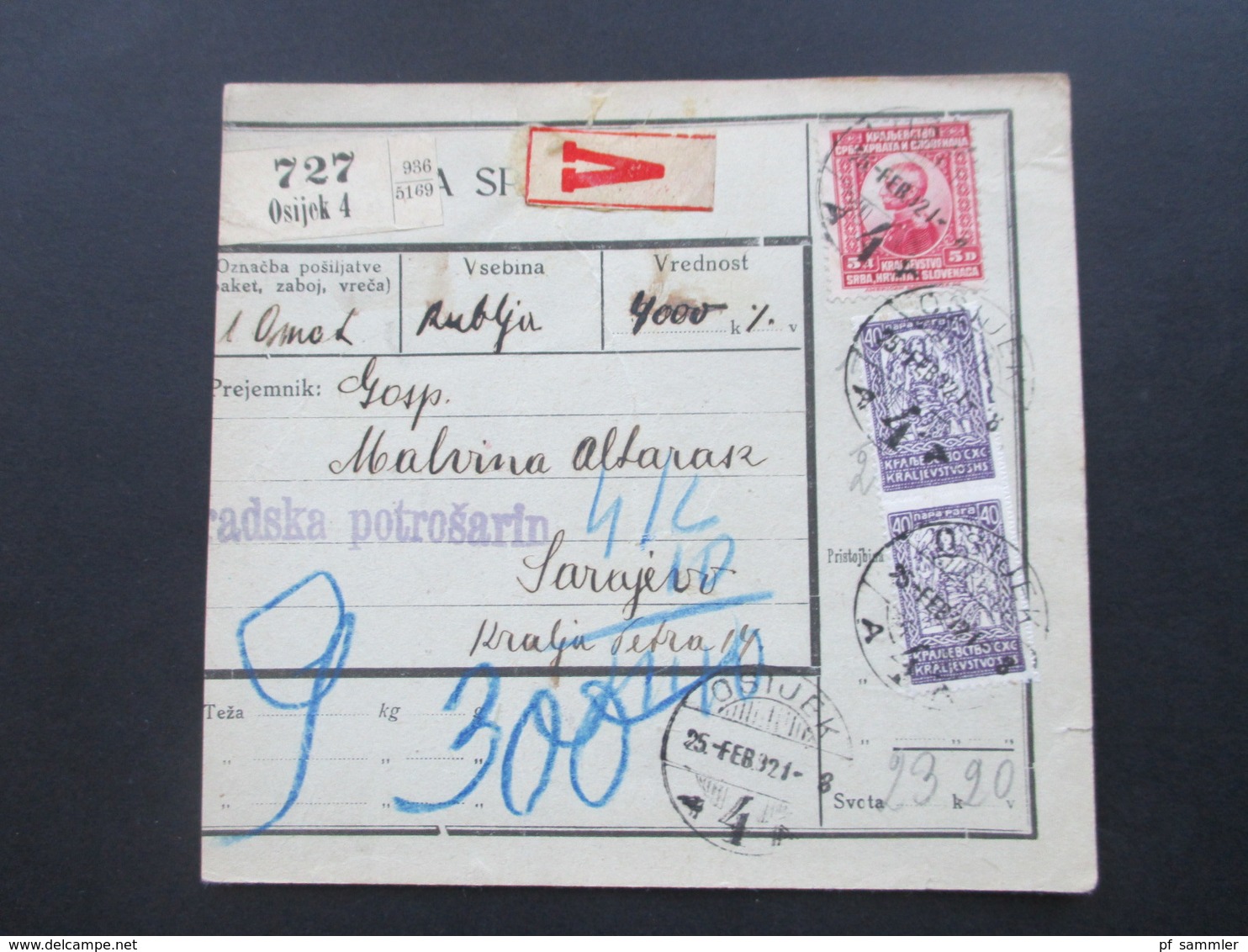 Jugoslawien SHS 1921 Paketkarten 24 Stück Mit Interessanten Frankaturen Und Klebezettel Und Stempel! - Briefe U. Dokumente