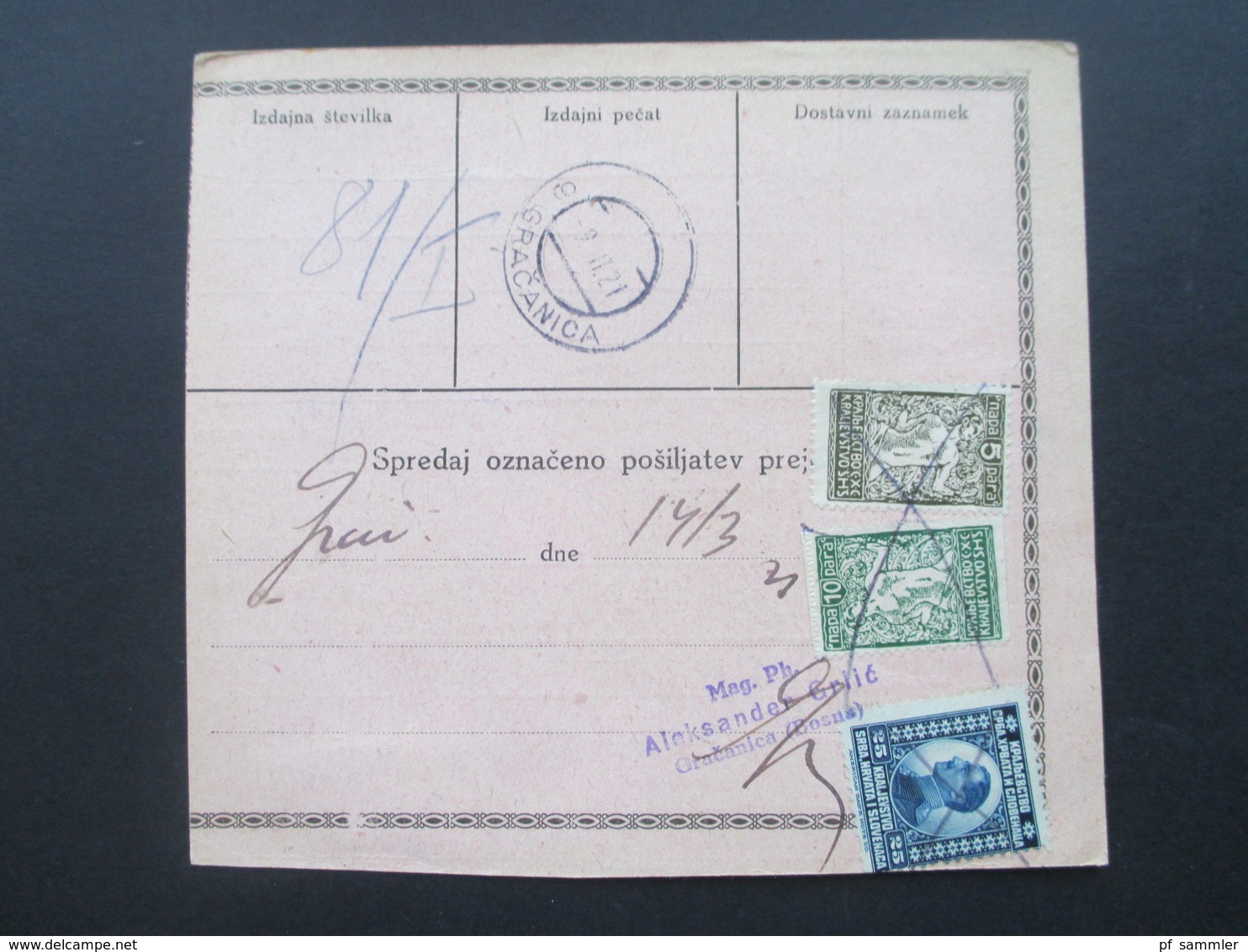 Jugoslawien SHS 1921 Paketkarten 24 Stück mit interessanten Frankaturen und Klebezettel und Stempel!