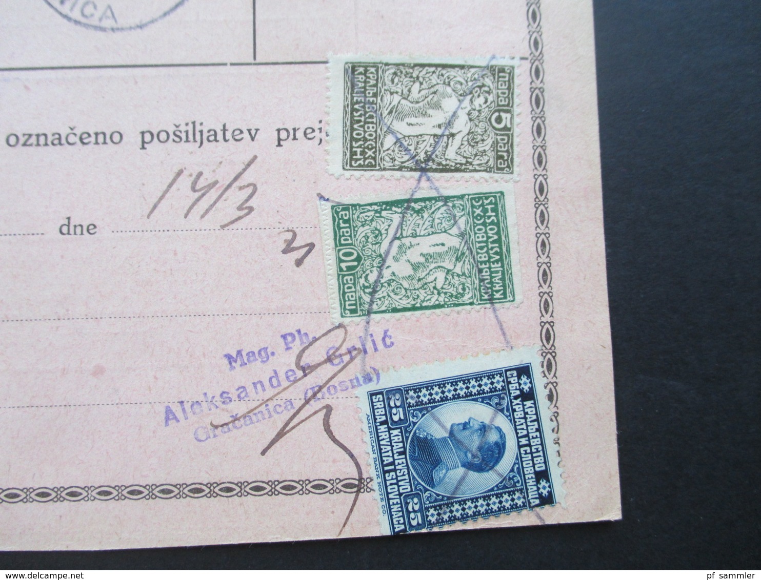 Jugoslawien SHS 1921 Paketkarten 24 Stück mit interessanten Frankaturen und Klebezettel und Stempel!